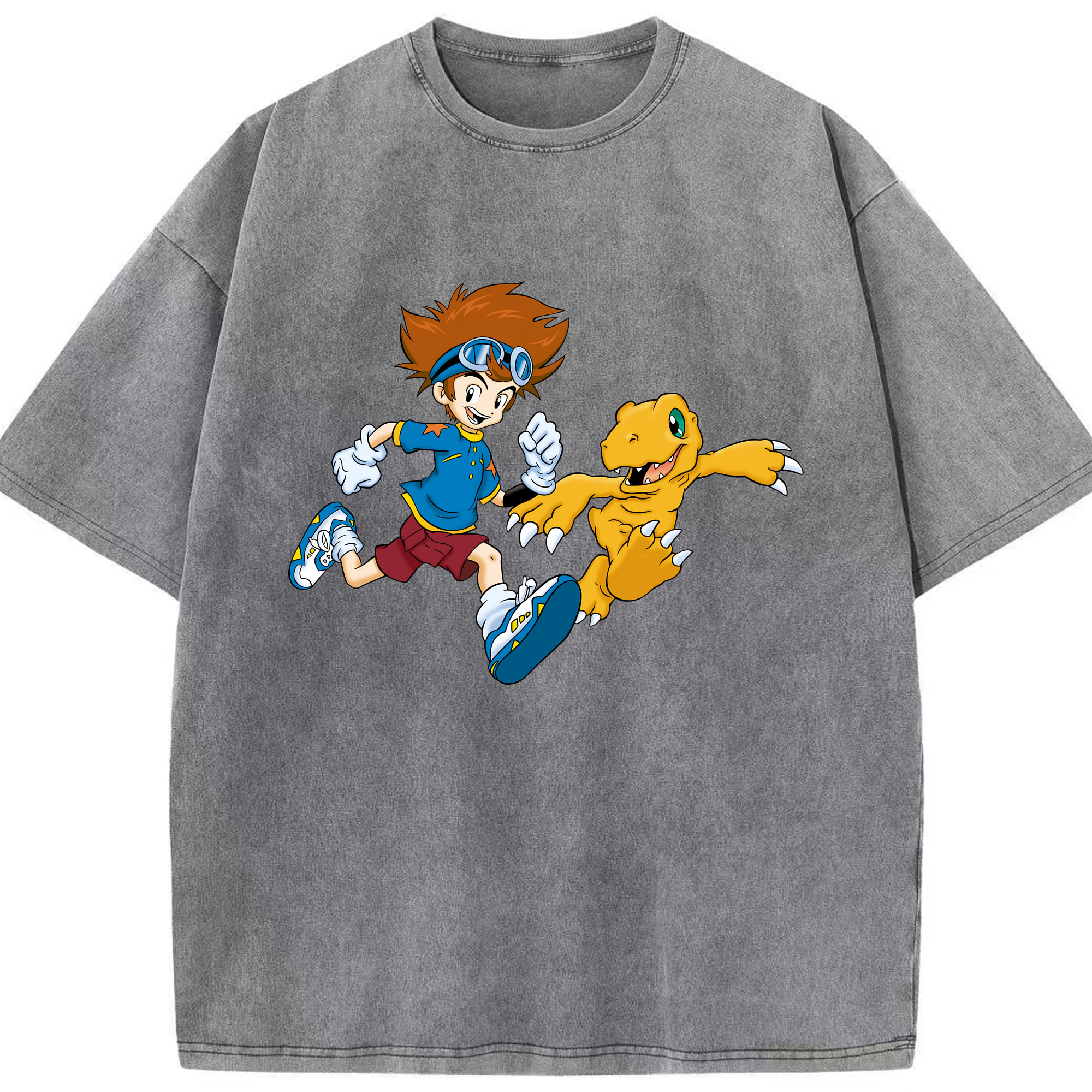 （画像用） Digimon デジタルモンスター/デジモン 綿100% ヴィンテージ風 半袖Tシャツ（フロントプリント）