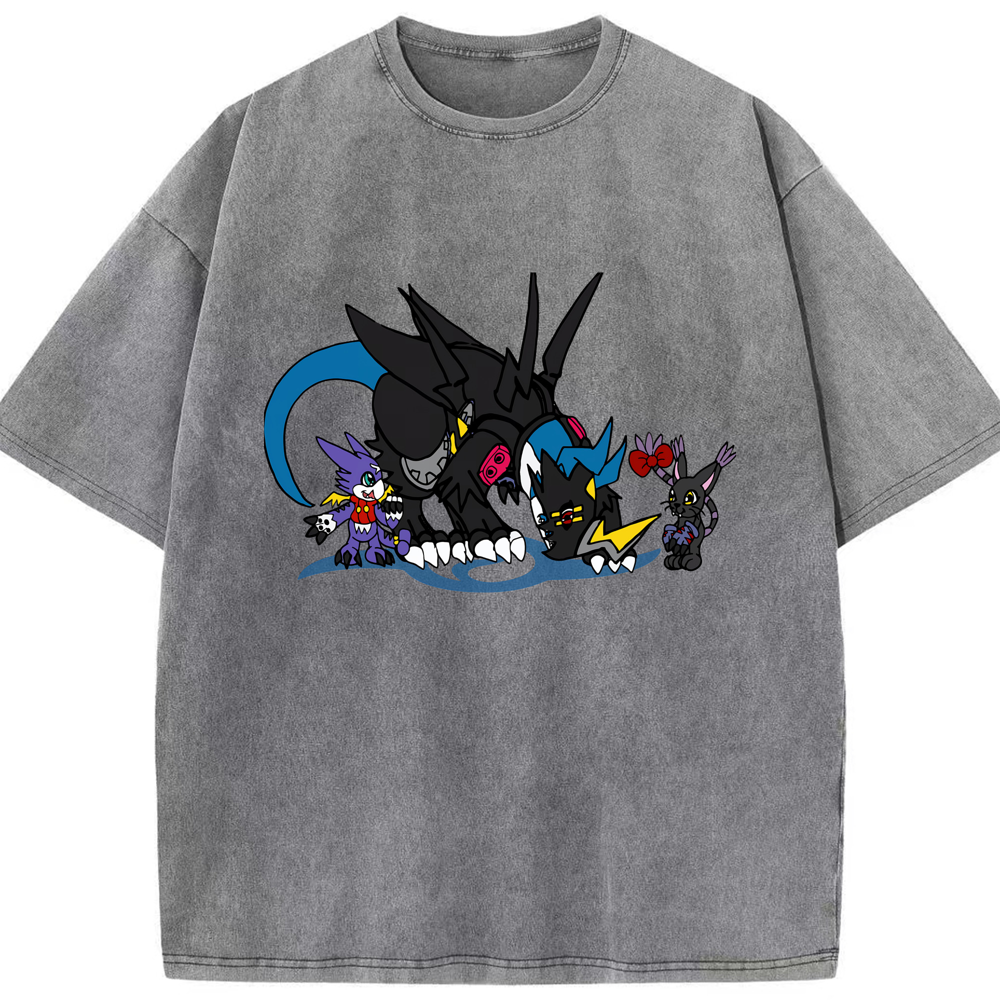 （画像用） Digimon デジタルモンスター/デジモン 綿100% ヴィンテージ風 半袖Tシャツ（フロントプリント）
