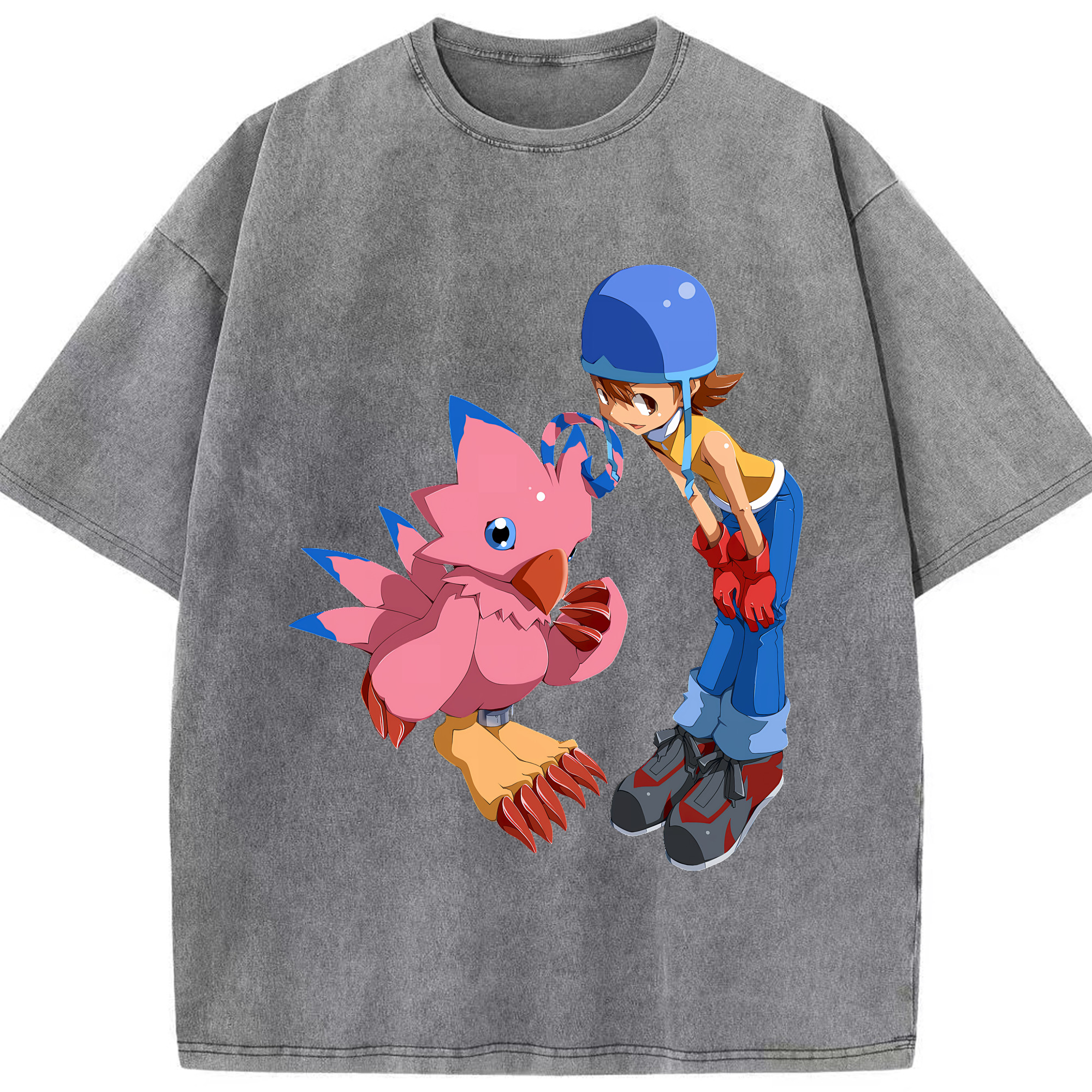 （画像用） Digimon デジタルモンスター/デジモン 綿100% ヴィンテージ風 半袖Tシャツ（フロントプリント）