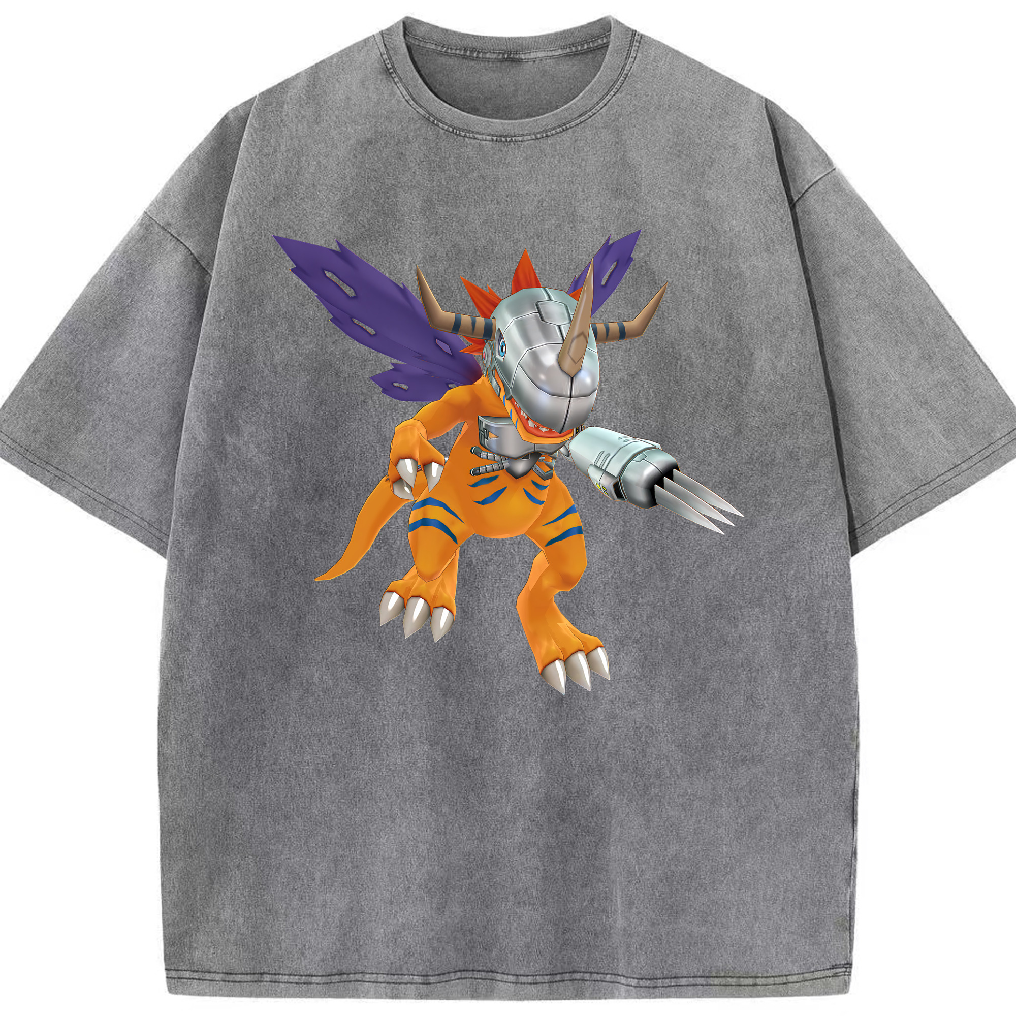 （画像用） Digimon デジタルモンスター/デジモン 綿100% ヴィンテージ風 半袖Tシャツ（フロントプリント）