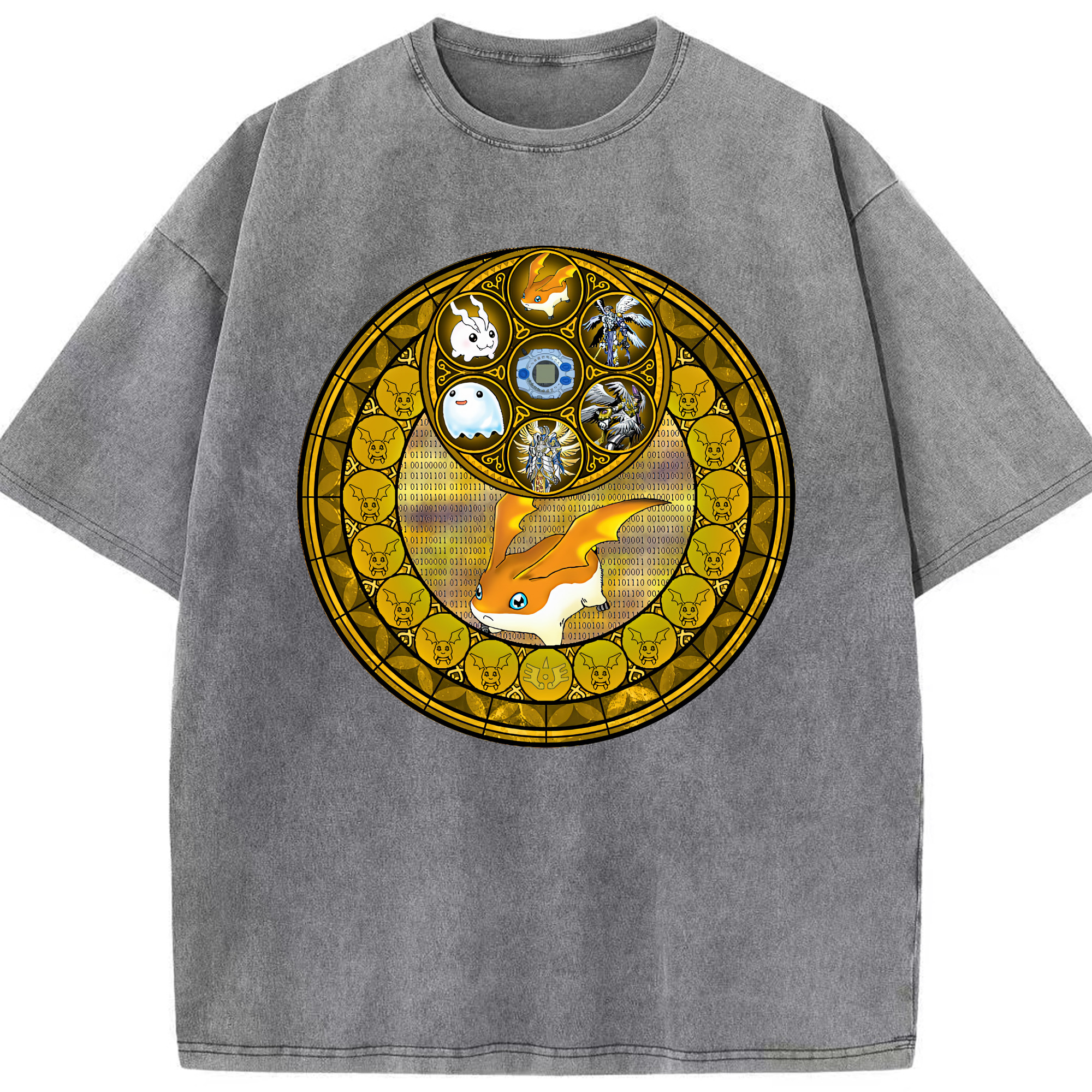 （画像用） Digimon デジタルモンスター/デジモン 綿100% ヴィンテージ風 半袖Tシャツ（フロントプリント）
