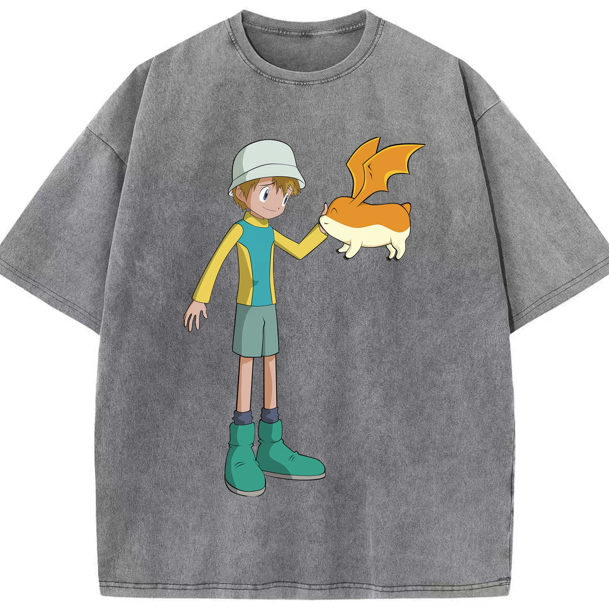 （画像用） Digimon デジタルモンスター/デジモン 綿100% ヴィンテージ風 半袖Tシャツ（フロントプリント）