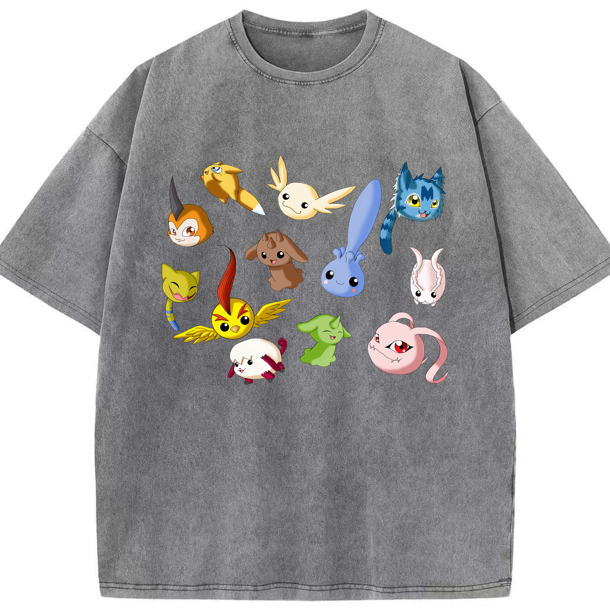 （画像用） Digimon デジタルモンスター/デジモン 綿100% ヴィンテージ風 半袖Tシャツ（フロントプリント）