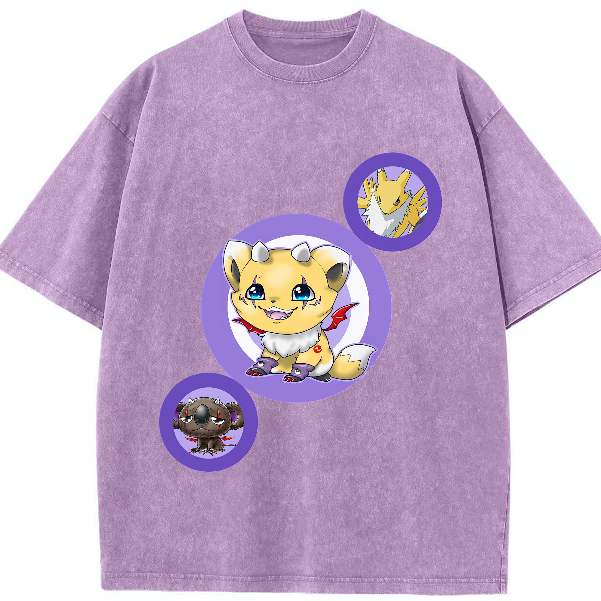 （画像用） Digimon デジタルモンスター/デジモン 綿100% ヴィンテージ風 半袖Tシャツ（フロントプリント）