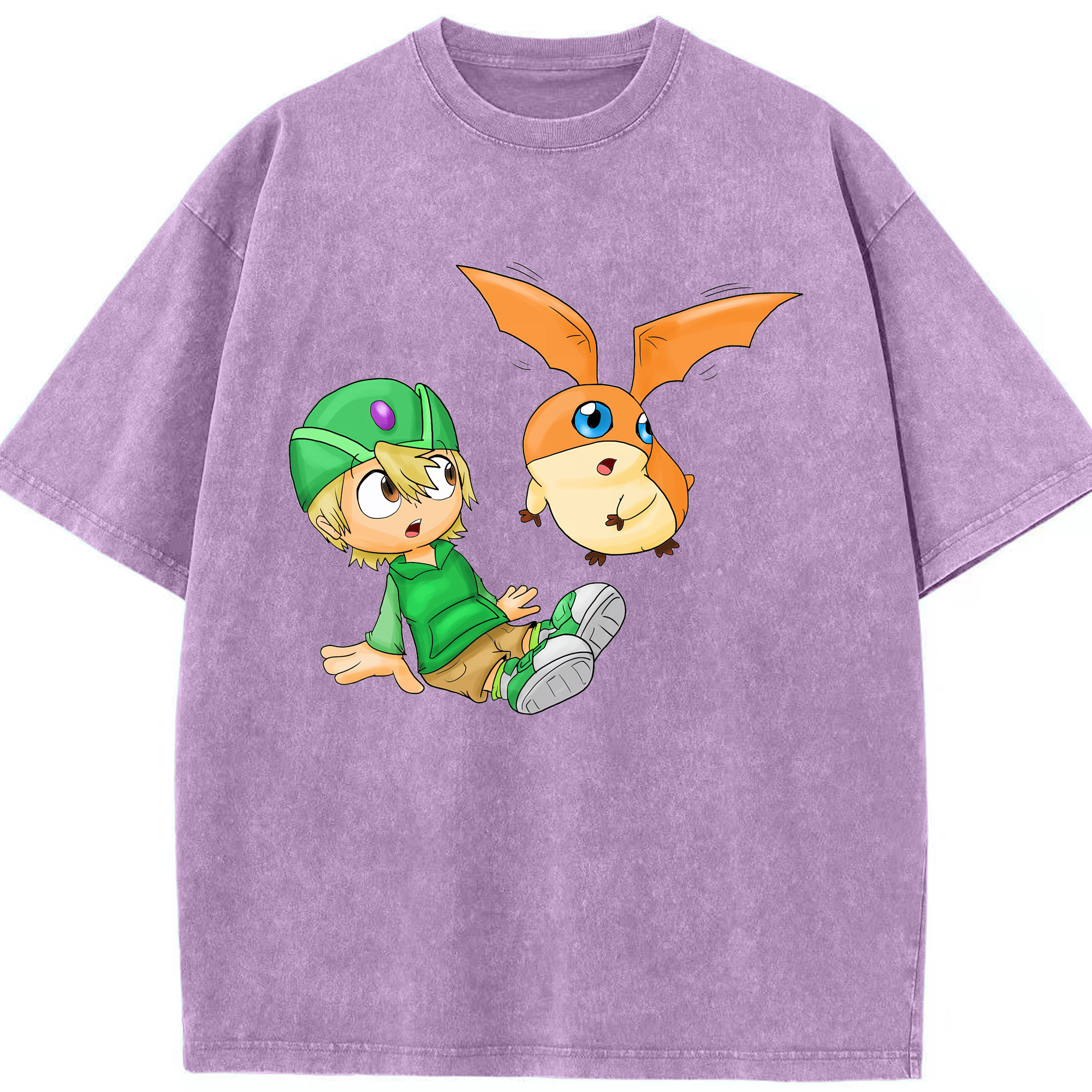 （画像用） Digimon デジタルモンスター/デジモン 綿100% ヴィンテージ風 半袖Tシャツ（フロントプリント）