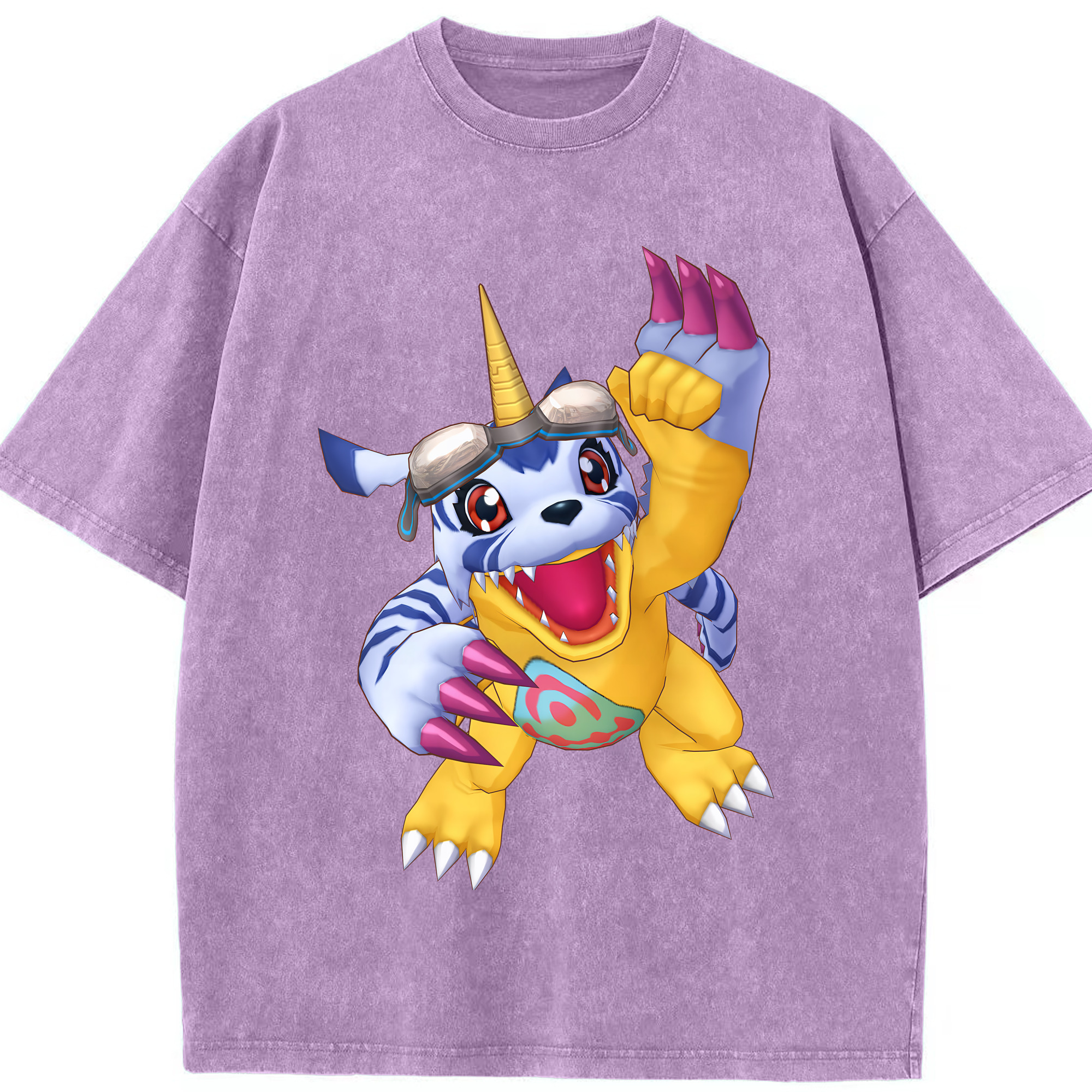 （画像用） Digimon デジタルモンスター/デジモン 綿100% ヴィンテージ風 半袖Tシャツ（フロントプリント）