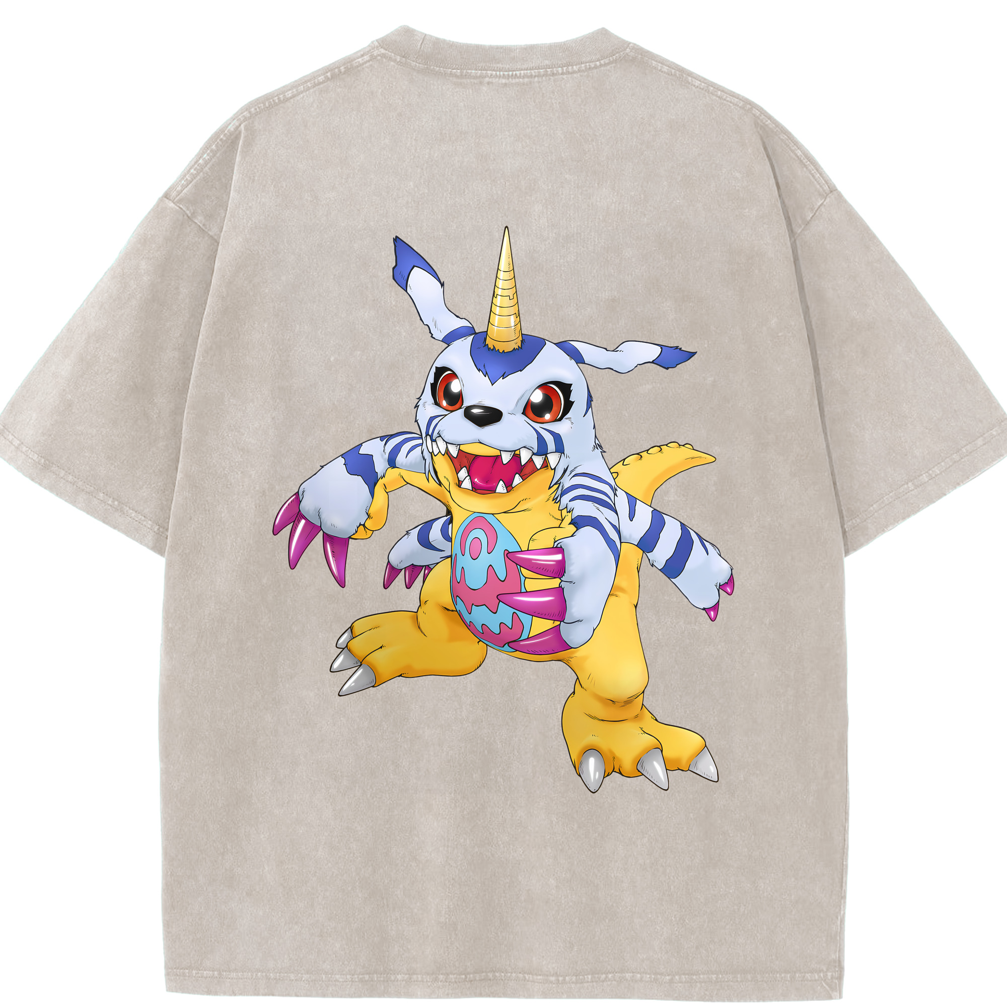 （画像用） Digimon デジタルモンスター/デジモン 綿100% ヴィンテージ風 半袖Tシャツ（背面プリント）