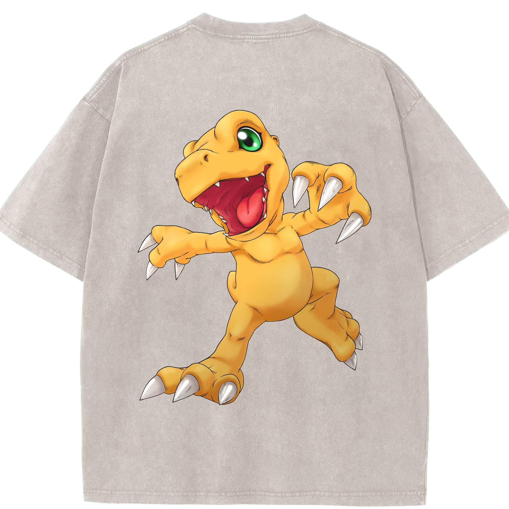 （画像用） Digimon デジタルモンスター/デジモン 綿100% ヴィンテージ風 半袖Tシャツ（背面プリント）