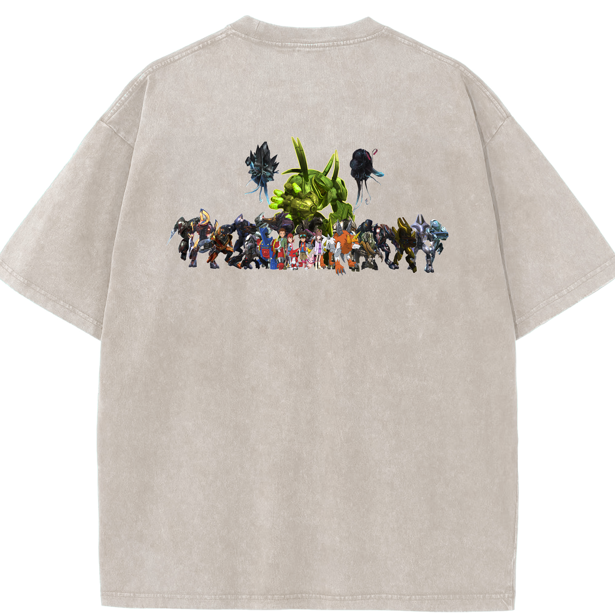 （画像用） Digimon デジタルモンスター/デジモン 綿100% ヴィンテージ風 半袖Tシャツ（背面プリント）