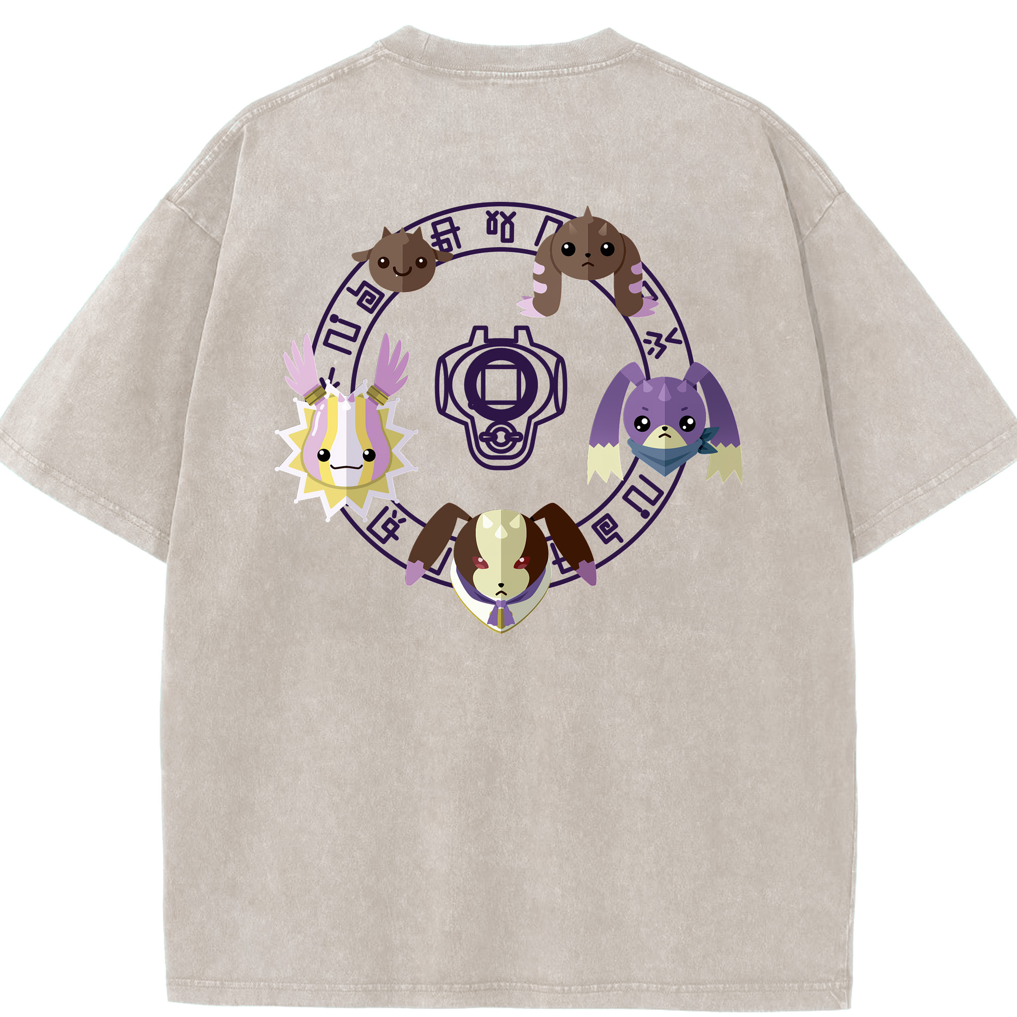 （画像用） Digimon デジタルモンスター/デジモン 綿100% ヴィンテージ風 半袖Tシャツ（背面プリント）