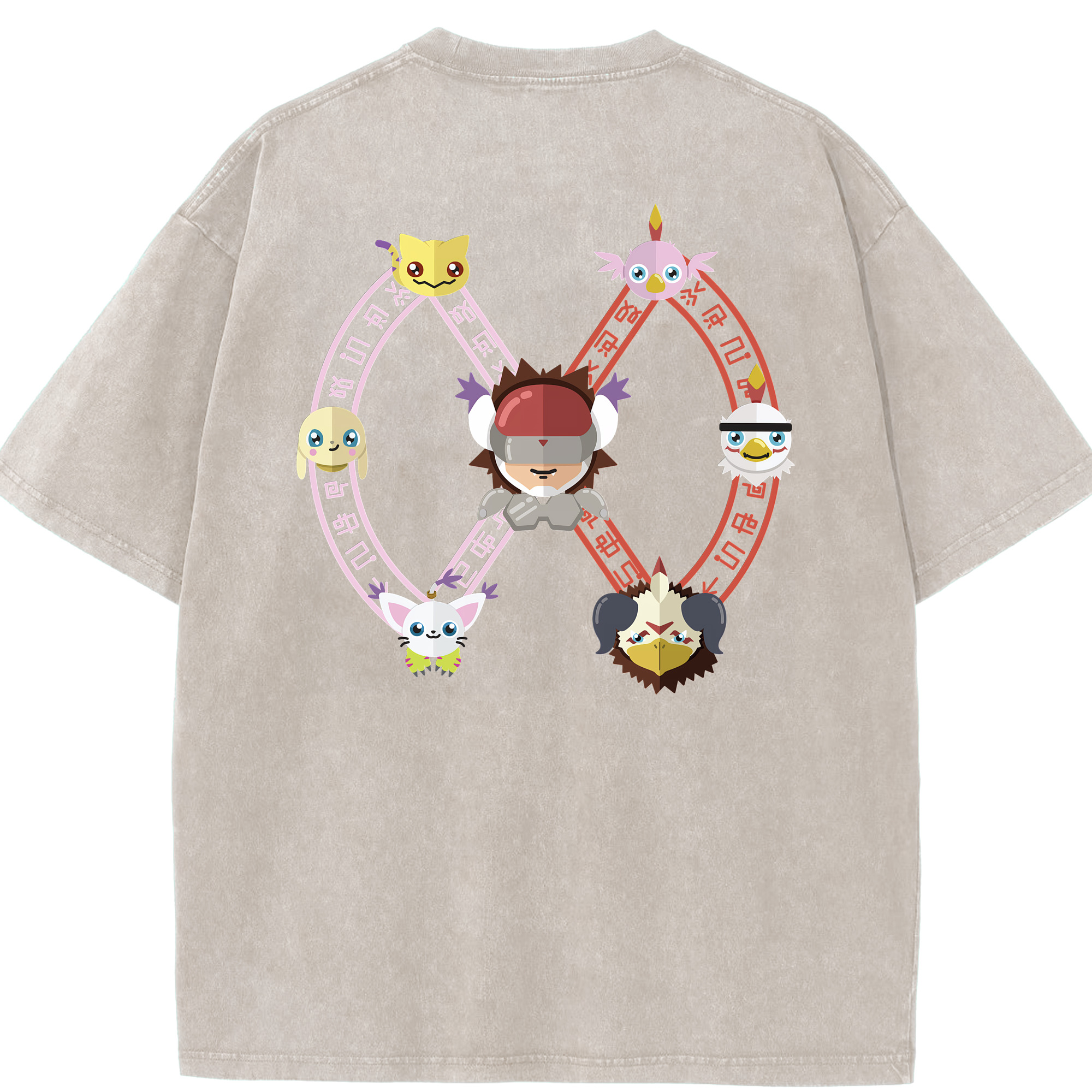 （画像用） Digimon デジタルモンスター/デジモン 綿100% ヴィンテージ風 半袖Tシャツ（背面プリント）