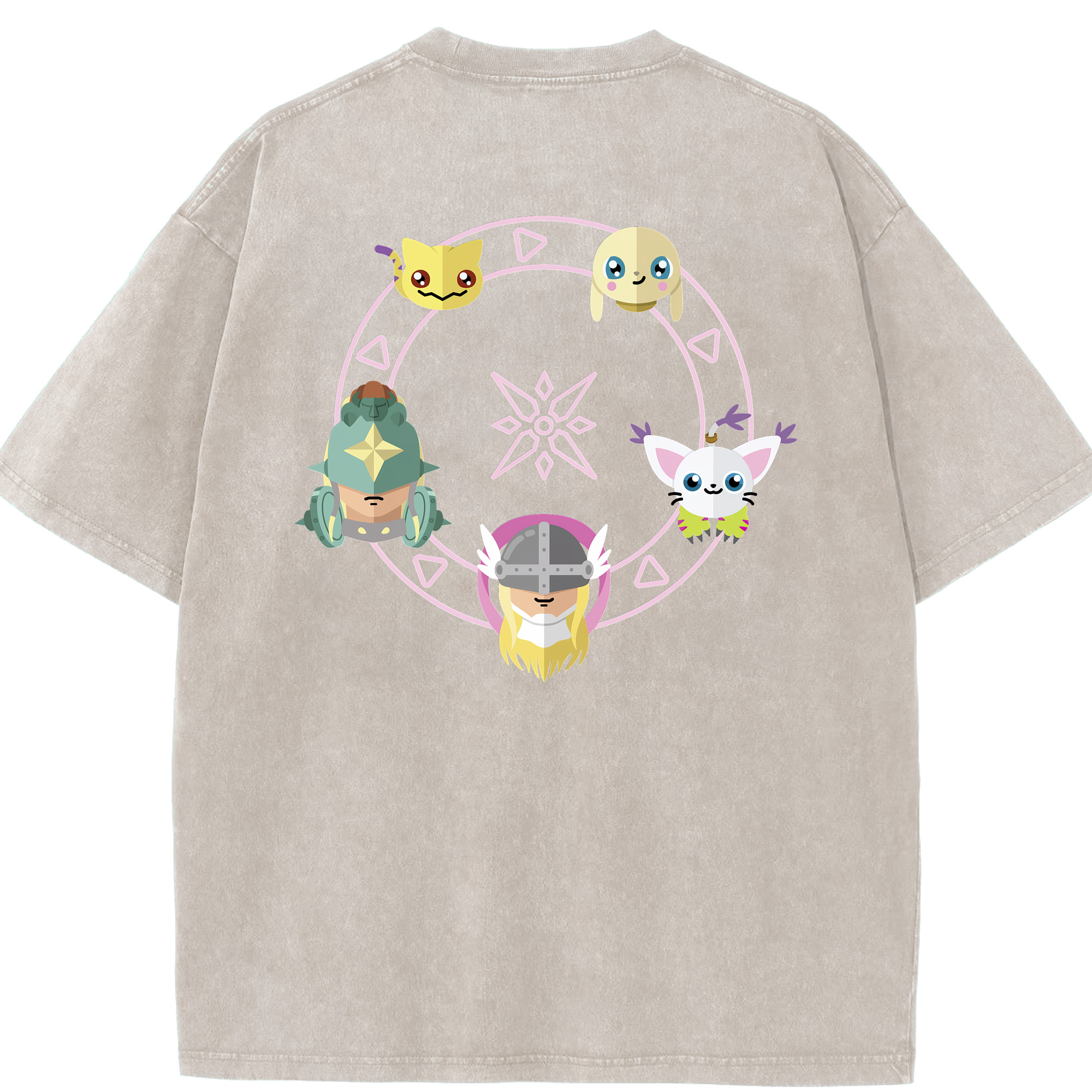 （画像用） Digimon デジタルモンスター/デジモン 綿100% ヴィンテージ風 半袖Tシャツ（背面プリント）