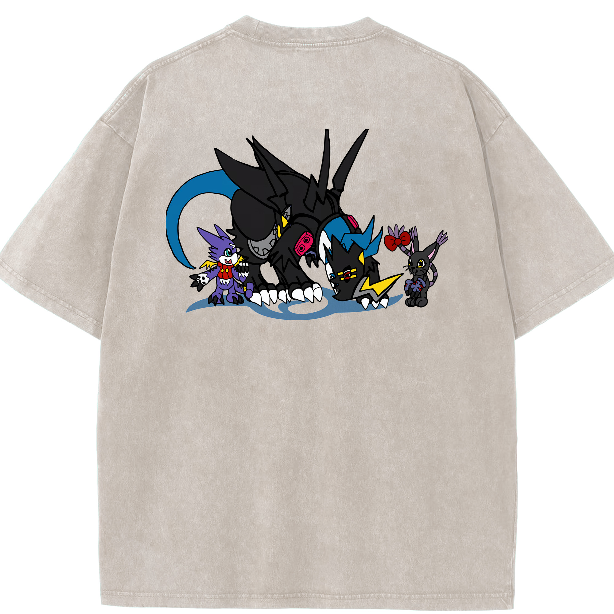 （画像用） Digimon デジタルモンスター/デジモン 綿100% ヴィンテージ風 半袖Tシャツ（背面プリント）