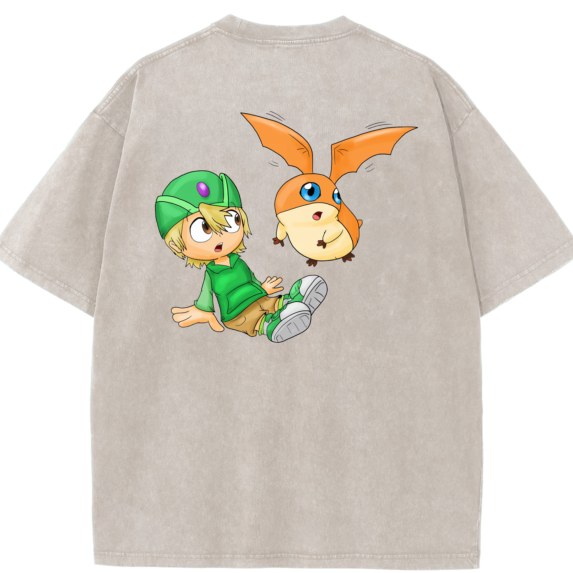 （画像用） Digimon デジタルモンスター/デジモン 綿100% ヴィンテージ風 半袖Tシャツ（背面プリント）