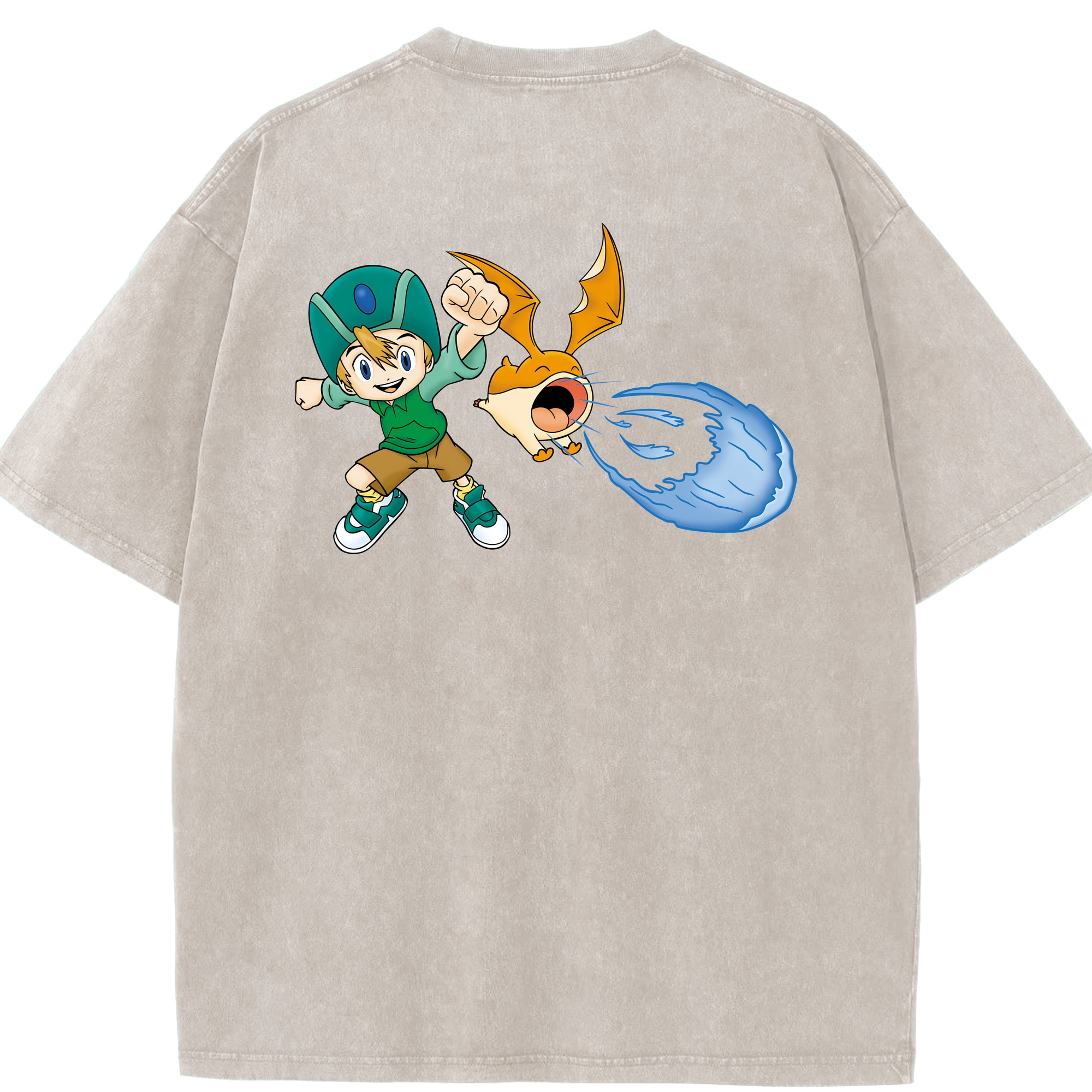 （画像用） Digimon デジタルモンスター/デジモン 綿100% ヴィンテージ風 半袖Tシャツ（背面プリント）