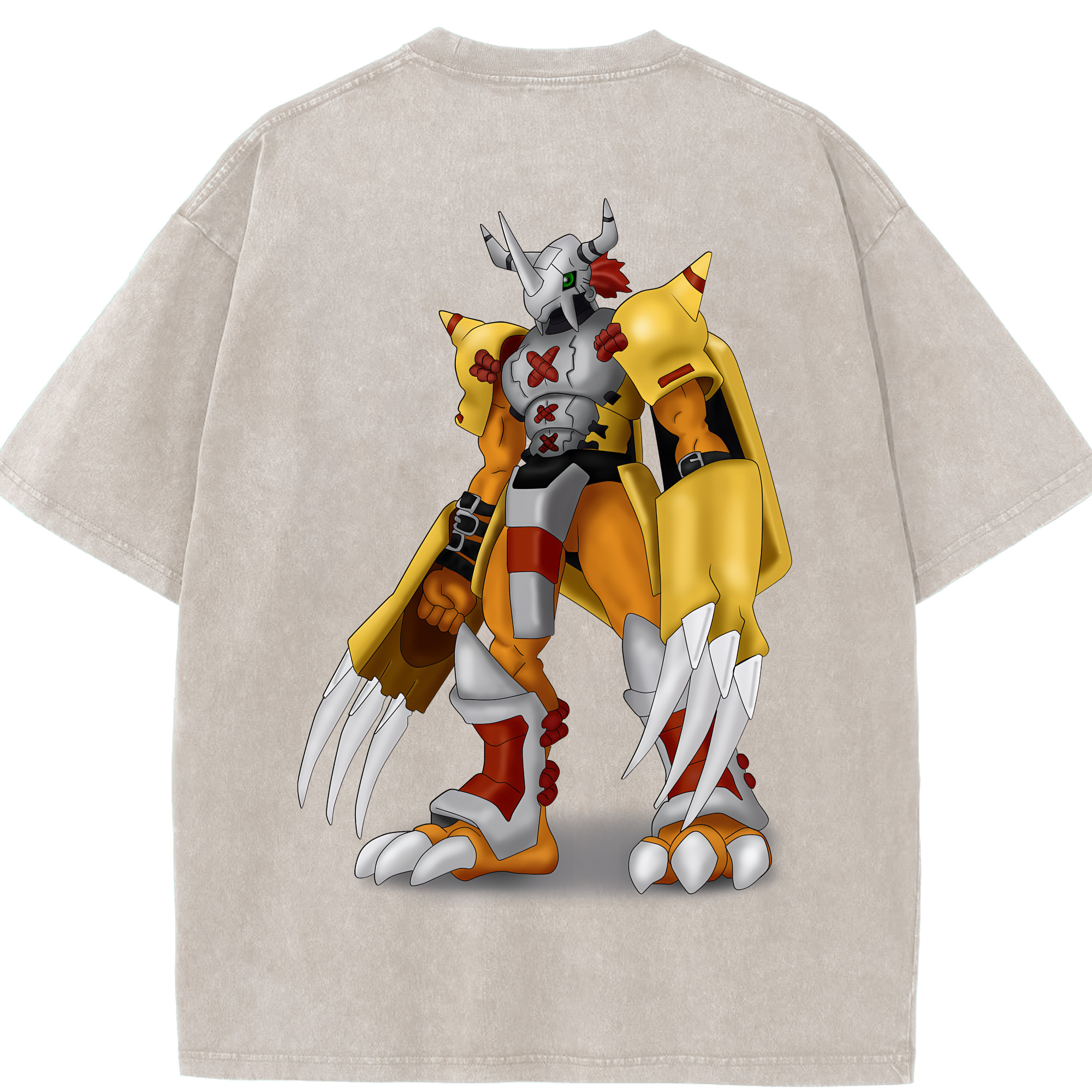 （画像用） Digimon デジタルモンスター/デジモン 綿100% ヴィンテージ風 半袖Tシャツ（背面プリント）