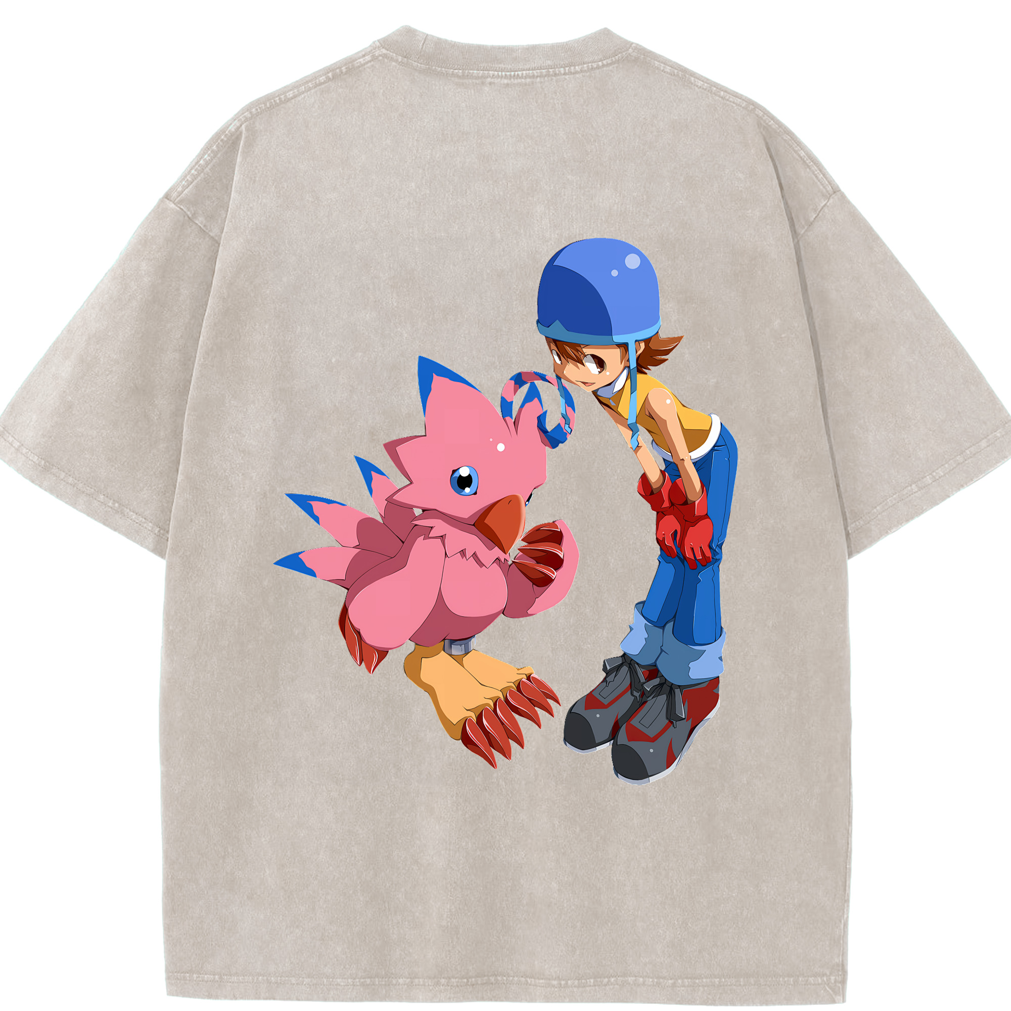 （画像用） Digimon デジタルモンスター/デジモン 綿100% ヴィンテージ風 半袖Tシャツ（背面プリント）