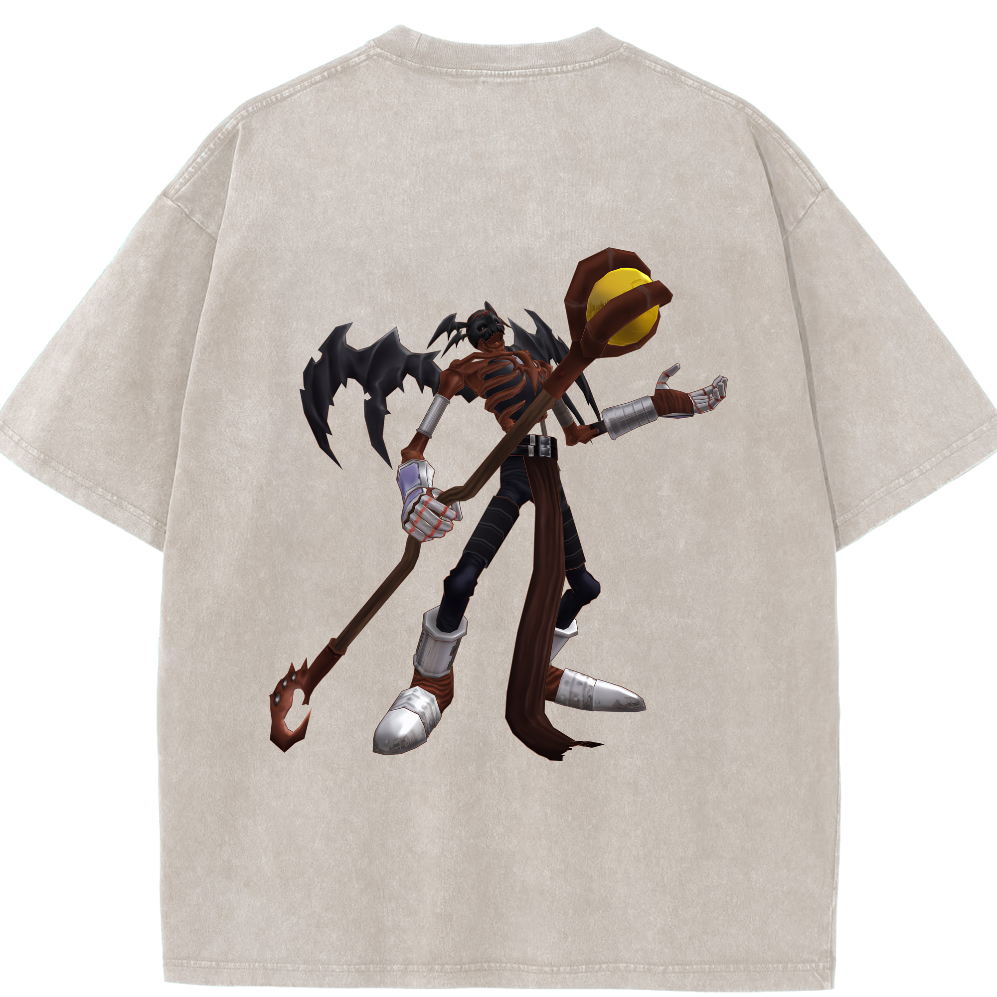 （画像用） Digimon デジタルモンスター/デジモン 綿100% ヴィンテージ風 半袖Tシャツ（背面プリント）