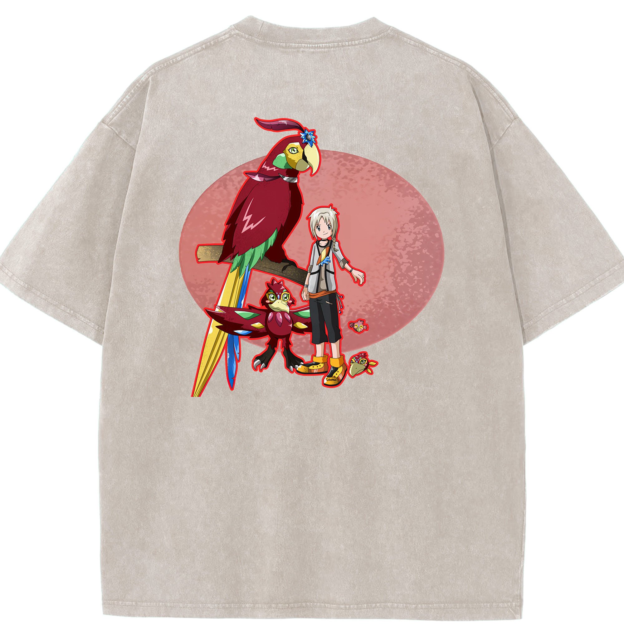 （画像用） Digimon デジタルモンスター/デジモン 綿100% ヴィンテージ風 半袖Tシャツ（背面プリント）