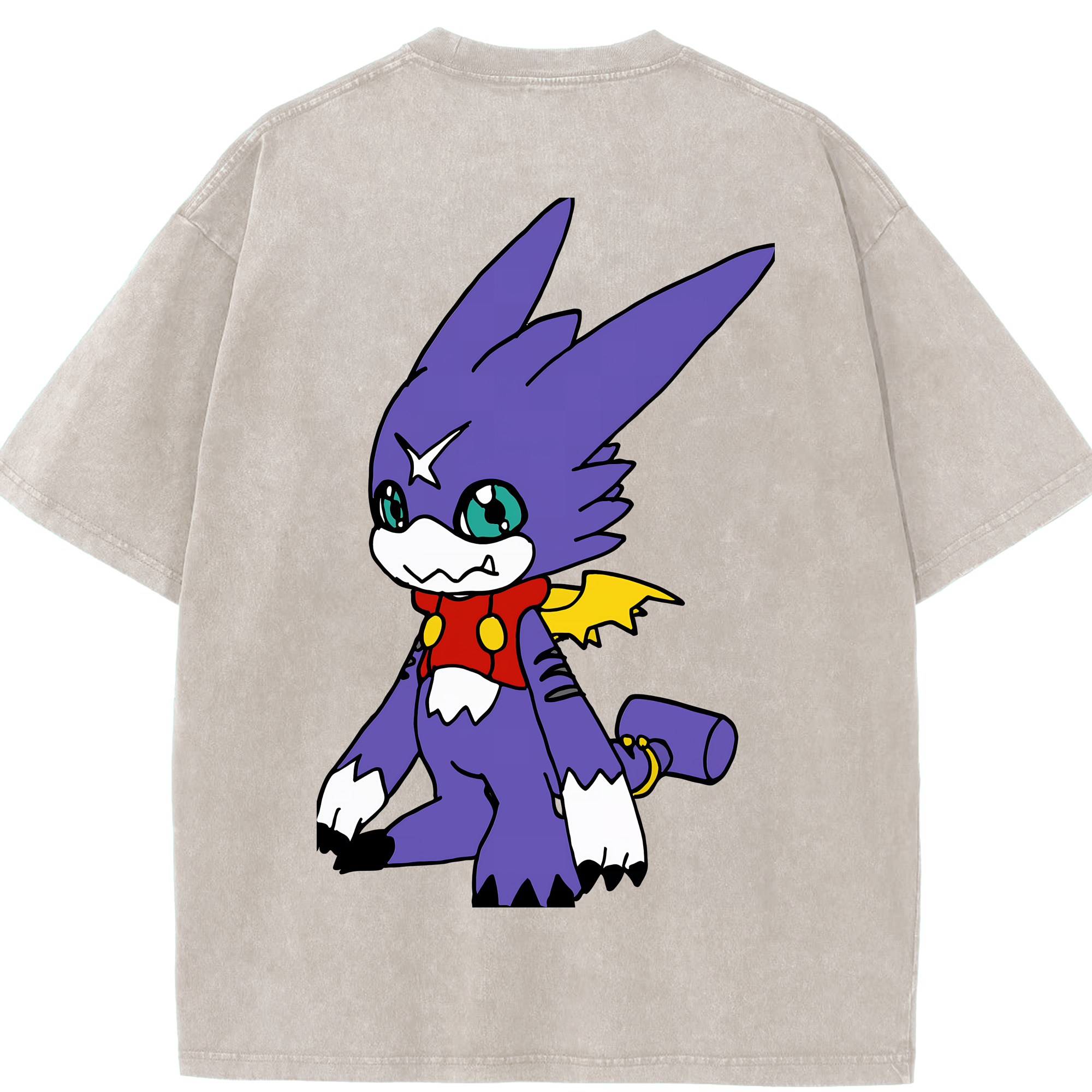（画像用） Digimon デジタルモンスター/デジモン 綿100% ヴィンテージ風 半袖Tシャツ（背面プリント）
