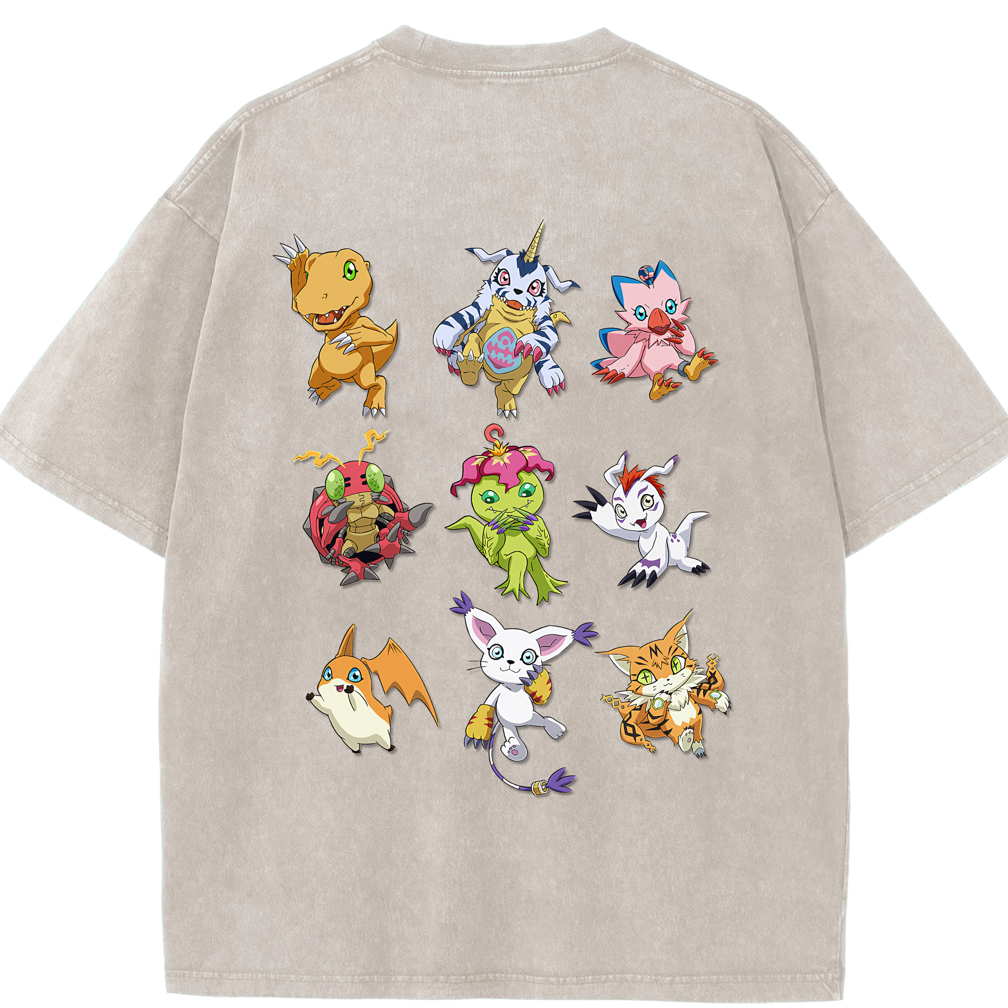 （画像用） Digimon デジタルモンスター/デジモン 綿100% ヴィンテージ風 半袖Tシャツ（背面プリント）
