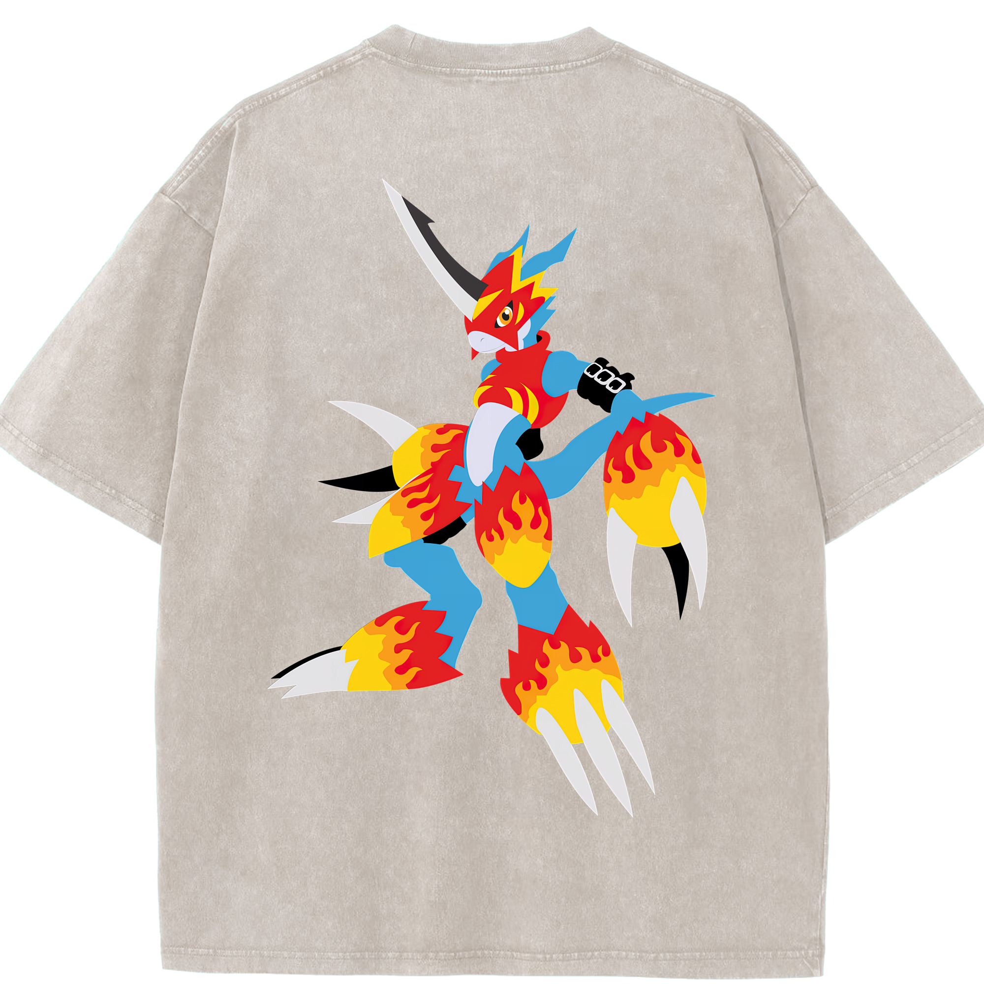 （画像用） Digimon デジタルモンスター/デジモン 綿100% ヴィンテージ風 半袖Tシャツ（背面プリント）
