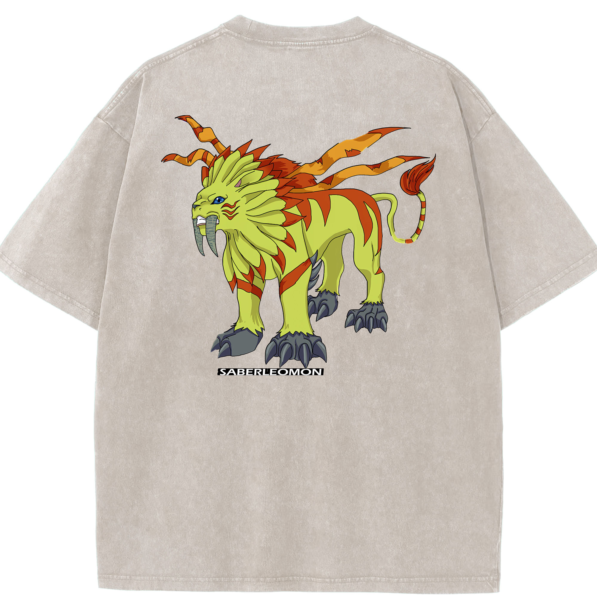 （画像用） Digimon デジタルモンスター/デジモン 綿100% ヴィンテージ風 半袖Tシャツ（背面プリント）