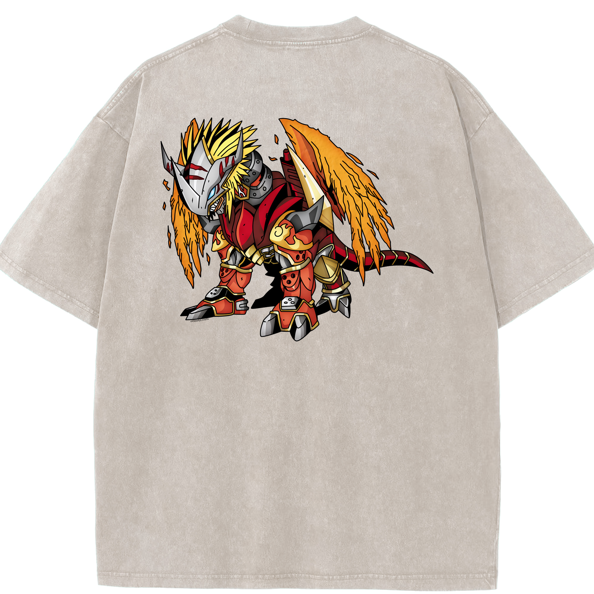 （画像用） Digimon デジタルモンスター/デジモン 綿100% ヴィンテージ風 半袖Tシャツ（背面プリント）