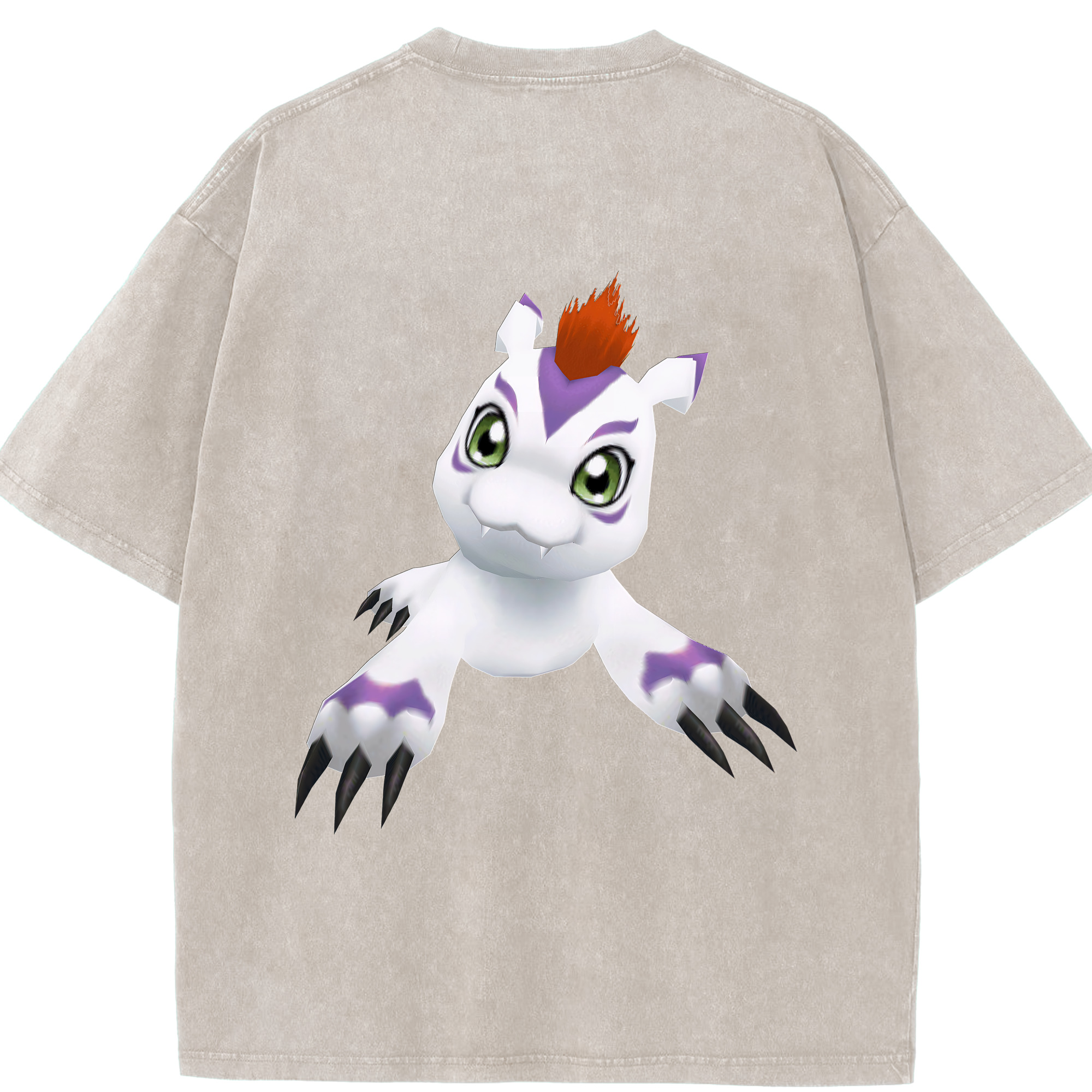 （画像用） Digimon デジタルモンスター/デジモン 綿100% ヴィンテージ風 半袖Tシャツ（背面プリント）