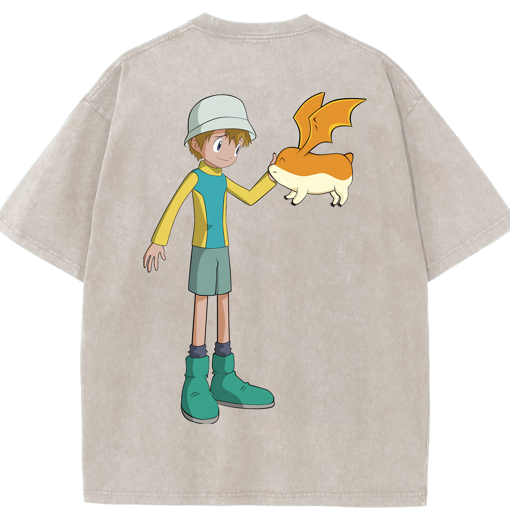 （画像用） Digimon デジタルモンスター/デジモン 綿100% ヴィンテージ風 半袖Tシャツ（背面プリント）
