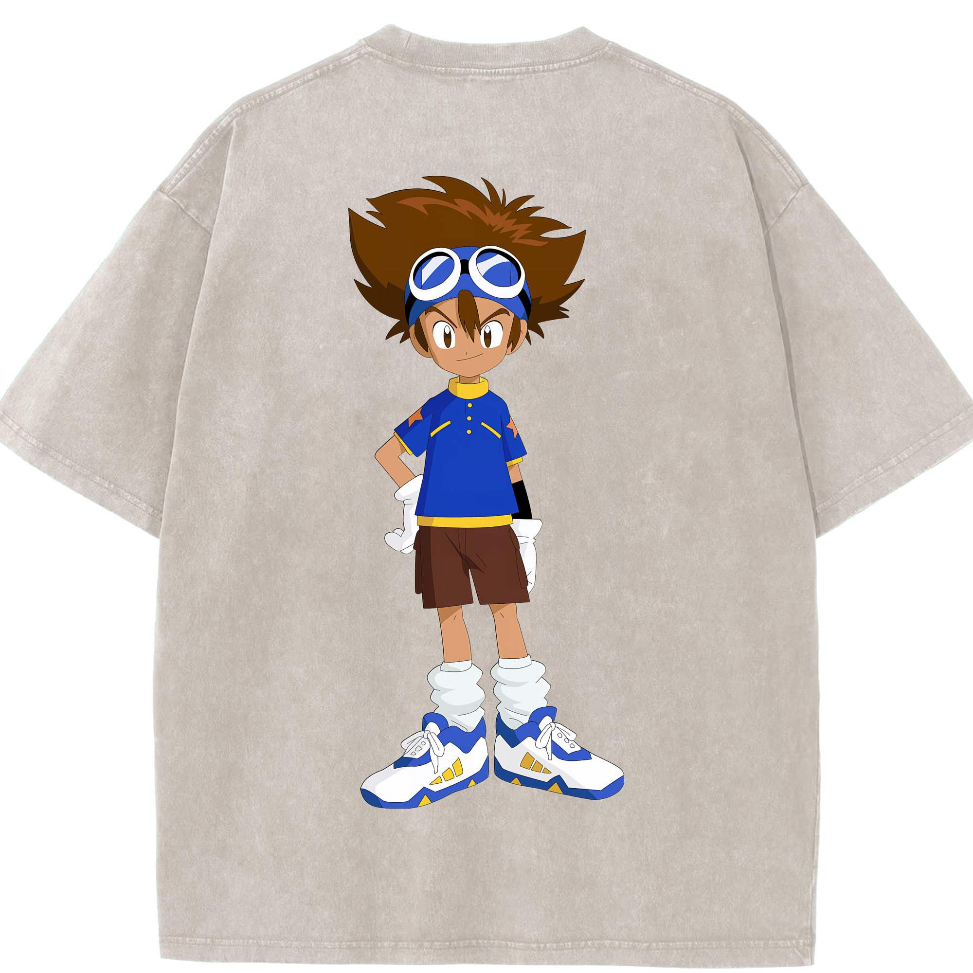 （画像用） Digimon デジタルモンスター/デジモン 綿100% ヴィンテージ風 半袖Tシャツ（背面プリント）