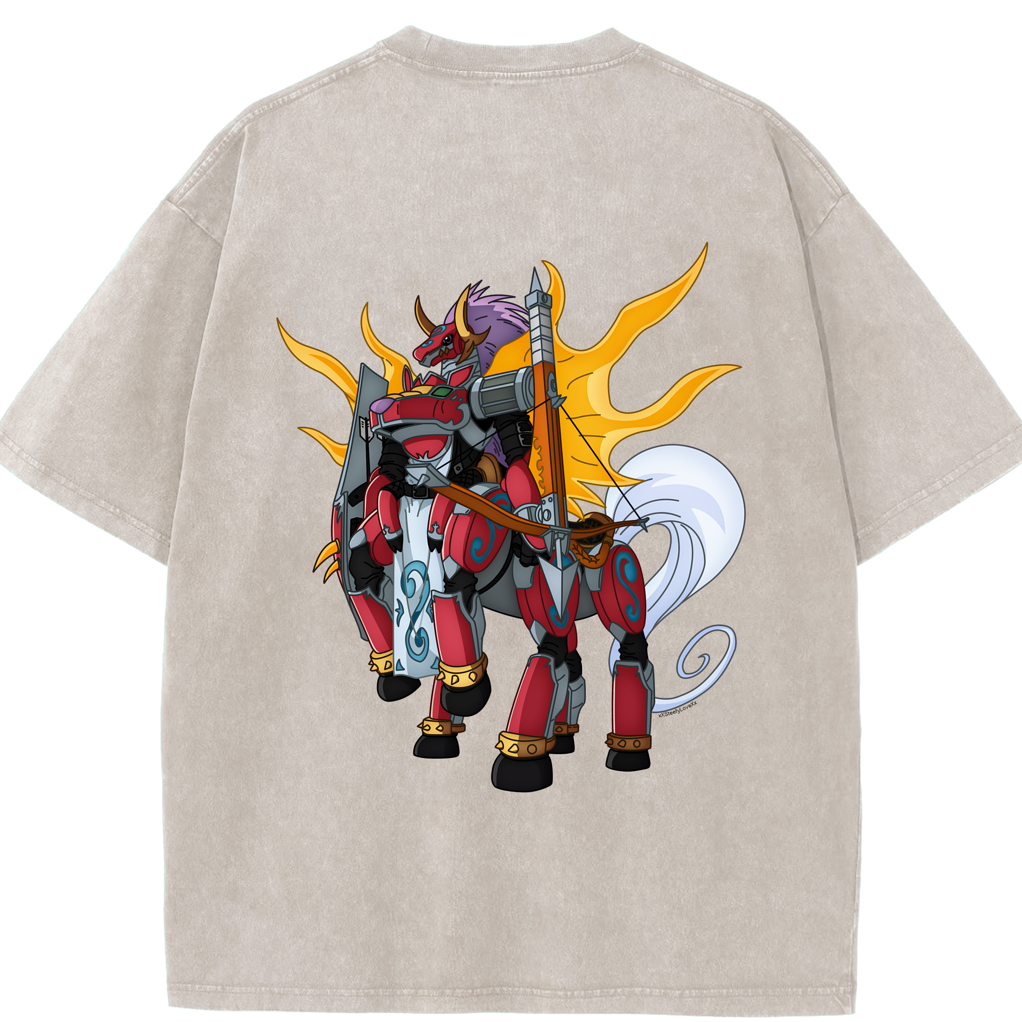 （画像用） Digimon デジタルモンスター/デジモン 綿100% ヴィンテージ風 半袖Tシャツ（背面プリント）