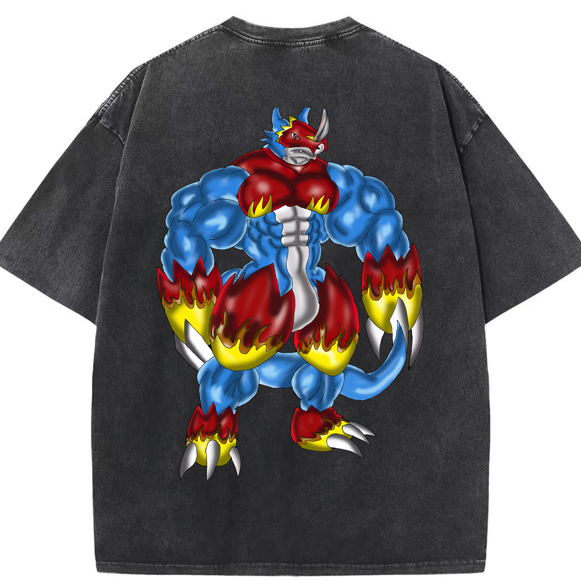 （画像用） Digimon デジタルモンスター/デジモン 綿100% ヴィンテージ風 半袖Tシャツ（背面プリント）