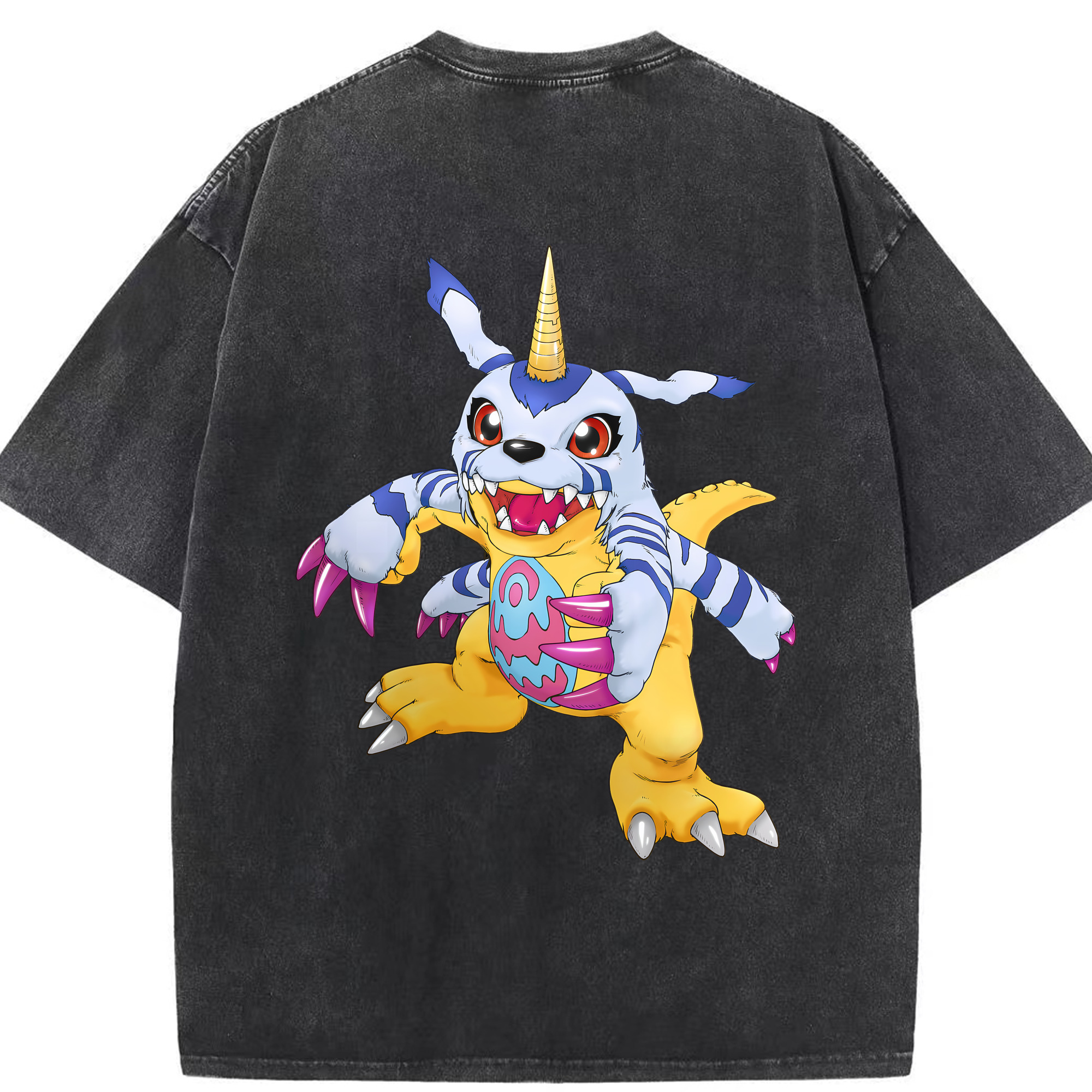（画像用） Digimon デジタルモンスター/デジモン 綿100% ヴィンテージ風 半袖Tシャツ（背面プリント）