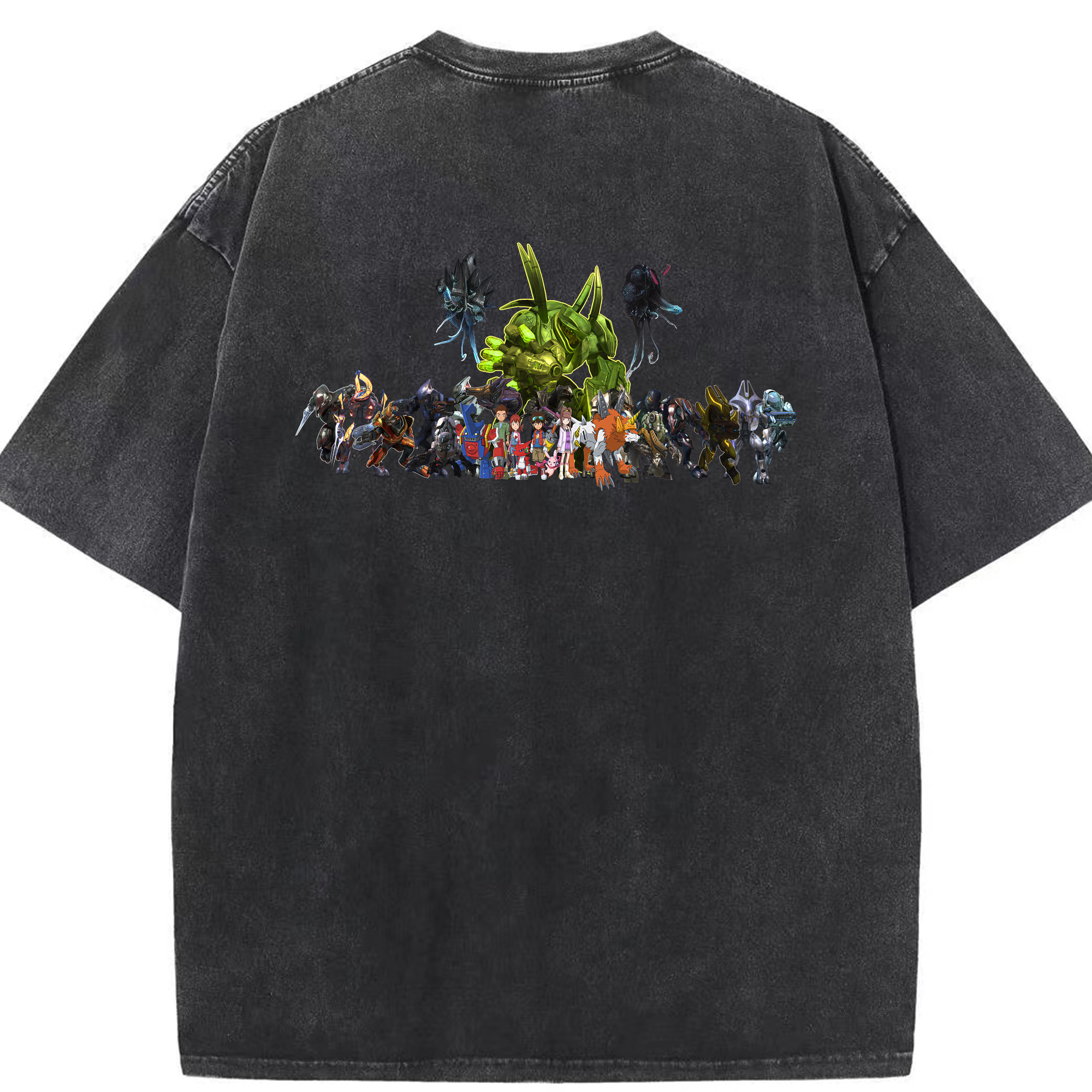 （画像用） Digimon デジタルモンスター/デジモン 綿100% ヴィンテージ風 半袖Tシャツ（背面プリント）