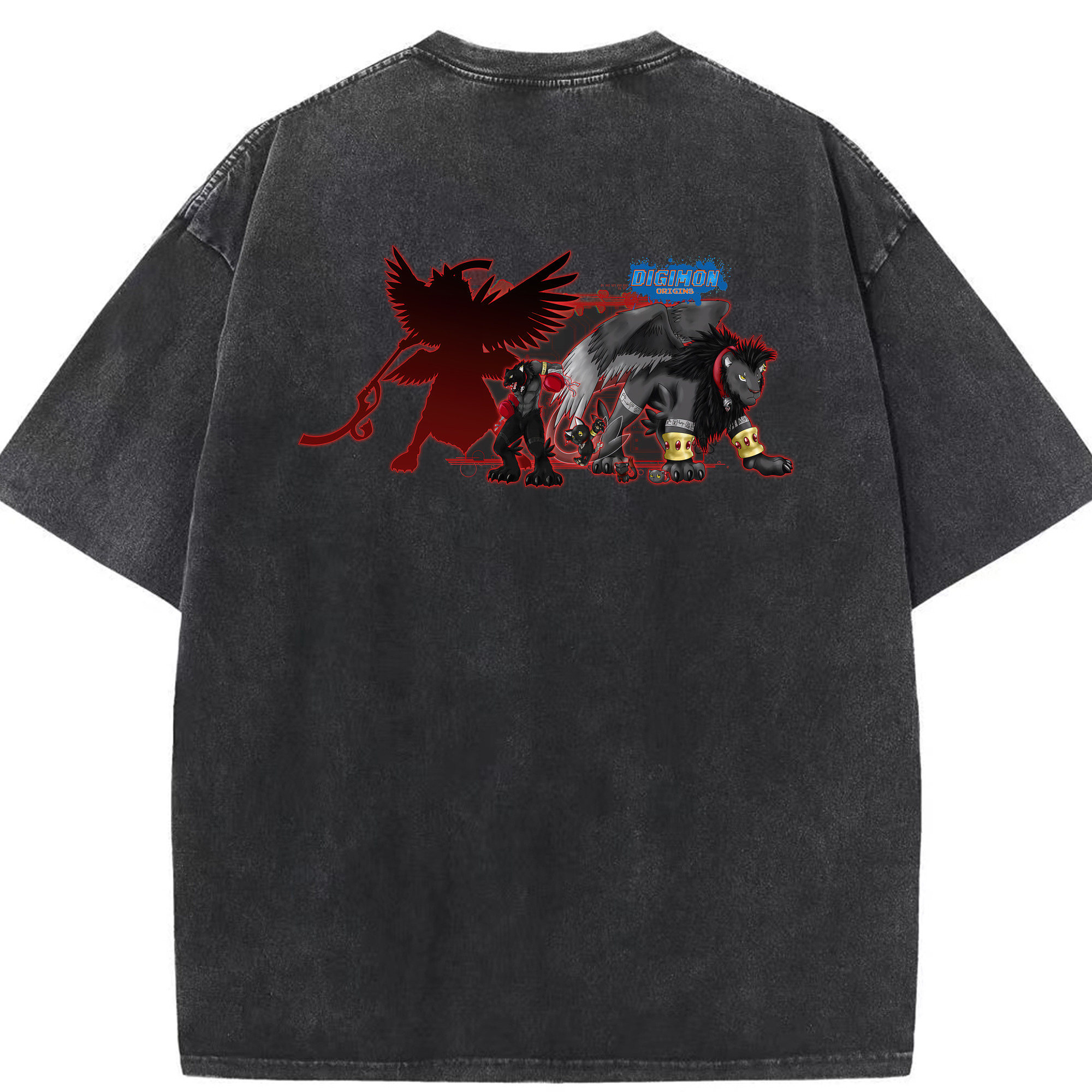 （画像用） Digimon デジタルモンスター/デジモン 綿100% ヴィンテージ風 半袖Tシャツ（背面プリント）