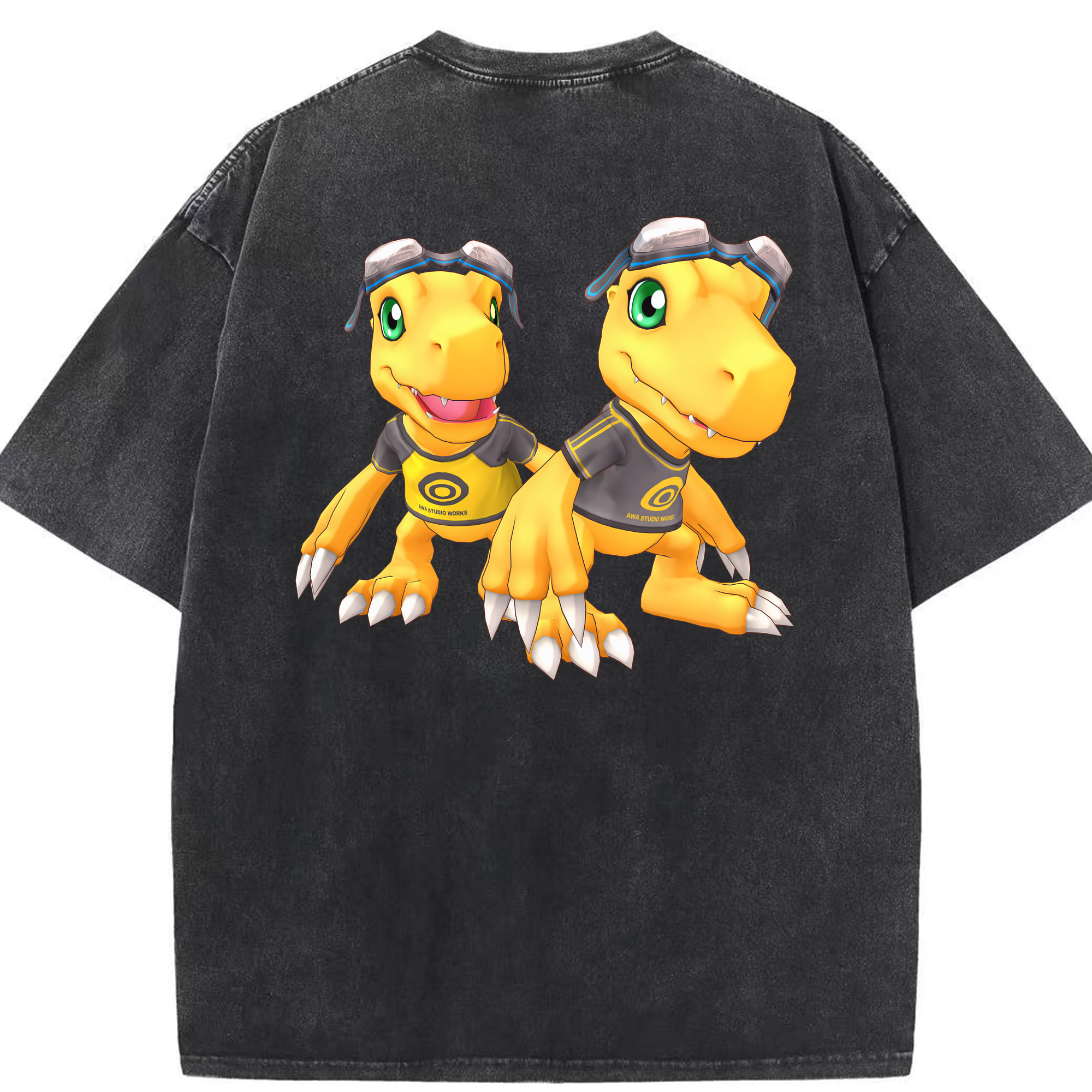（画像用） Digimon デジタルモンスター/デジモン 綿100% ヴィンテージ風 半袖Tシャツ（背面プリント）