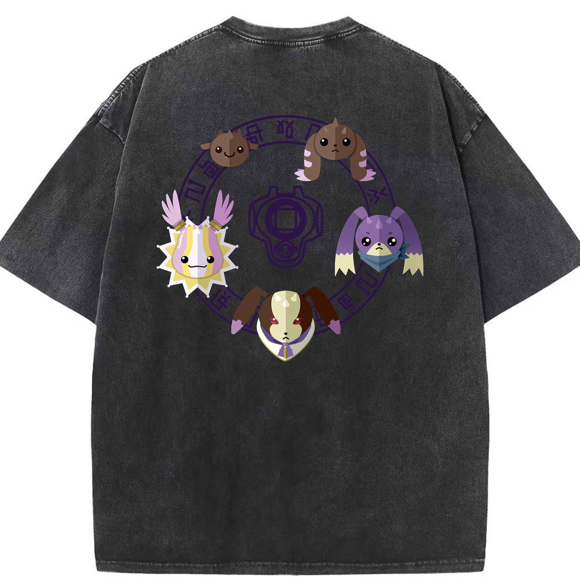 （画像用） Digimon デジタルモンスター/デジモン 綿100% ヴィンテージ風 半袖Tシャツ（背面プリント）