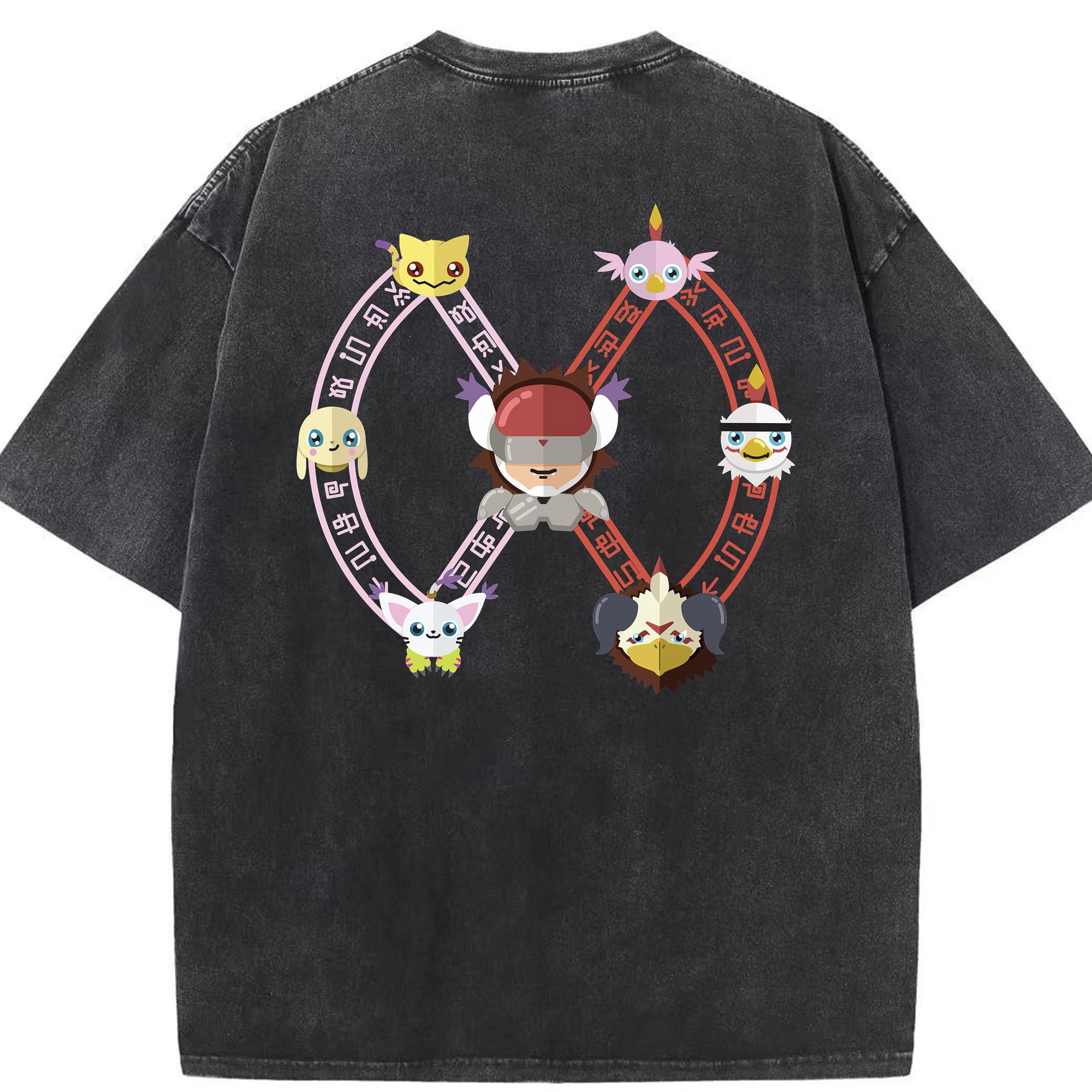 （画像用） Digimon デジタルモンスター/デジモン 綿100% ヴィンテージ風 半袖Tシャツ（背面プリント）