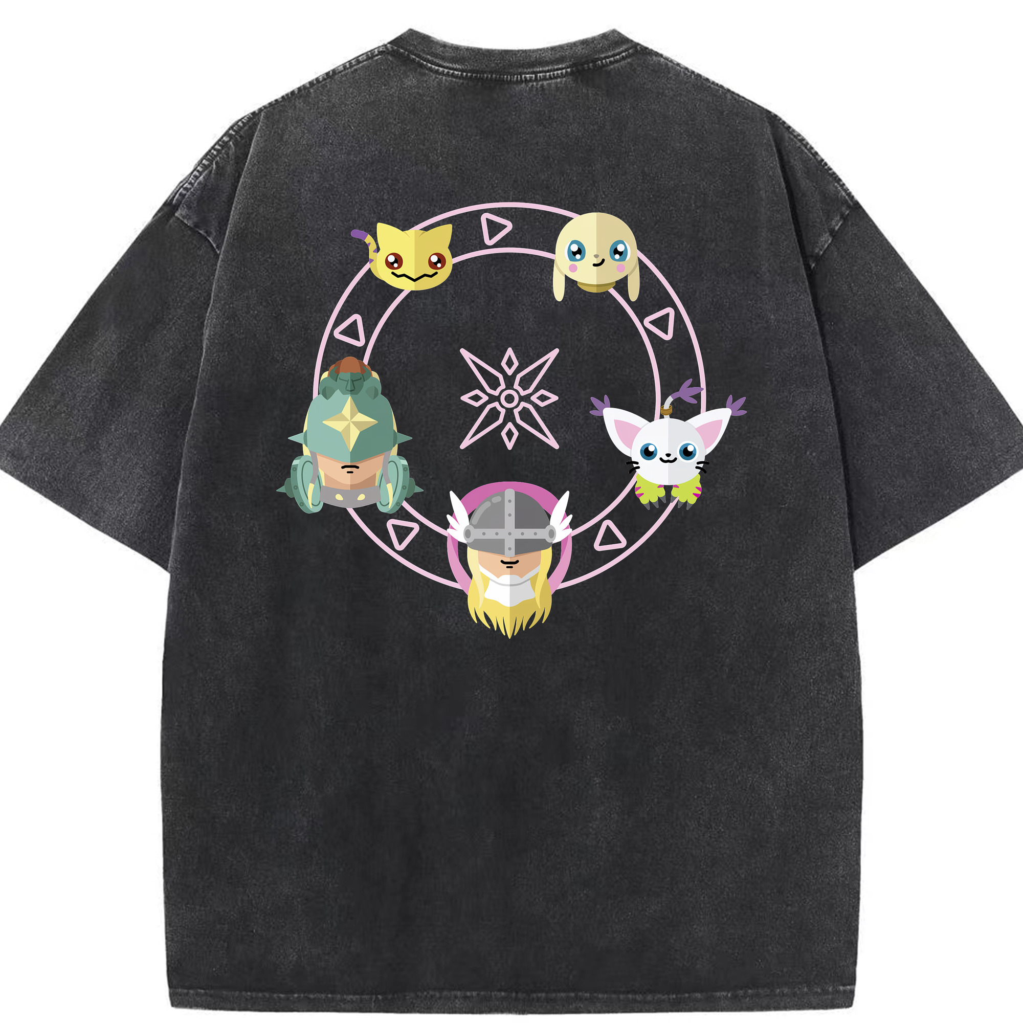 （画像用） Digimon デジタルモンスター/デジモン 綿100% ヴィンテージ風 半袖Tシャツ（背面プリント）