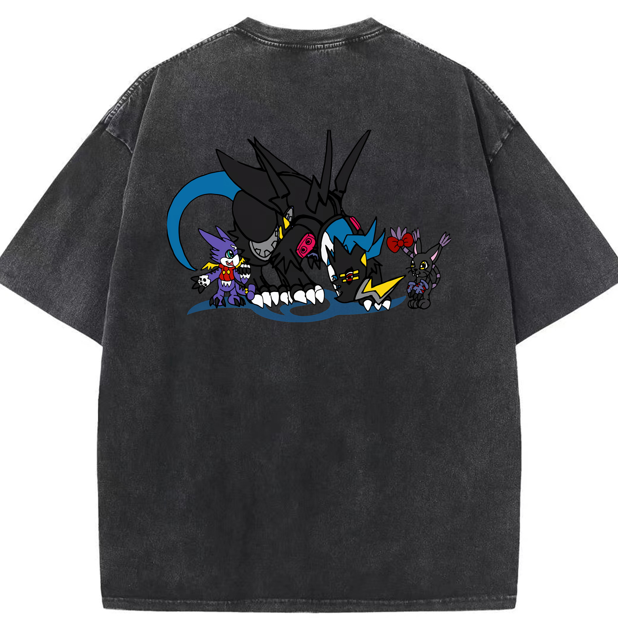 （画像用） Digimon デジタルモンスター/デジモン 綿100% ヴィンテージ風 半袖Tシャツ（背面プリント）