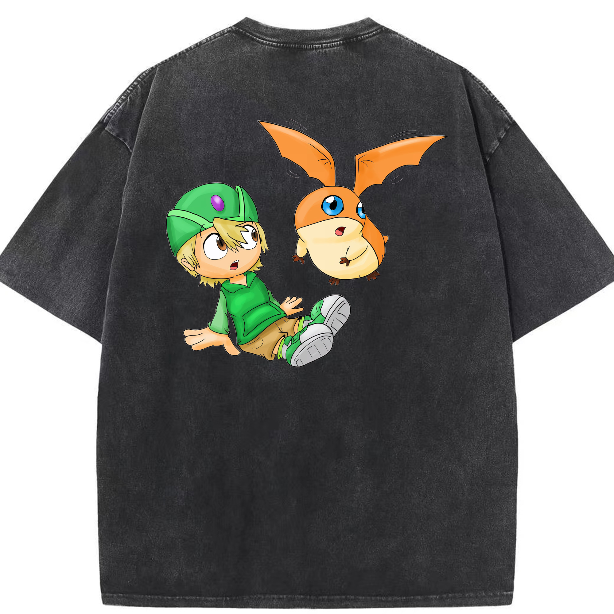 （画像用） Digimon デジタルモンスター/デジモン 綿100% ヴィンテージ風 半袖Tシャツ（背面プリント）