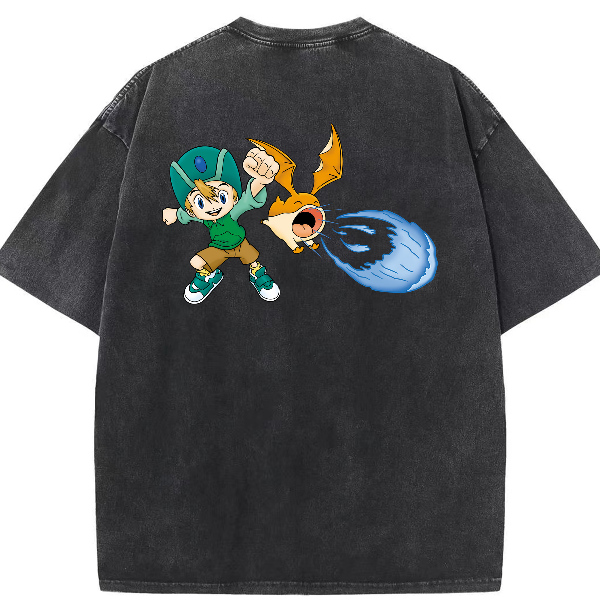 （画像用） Digimon デジタルモンスター/デジモン 綿100% ヴィンテージ風 半袖Tシャツ（背面プリント）