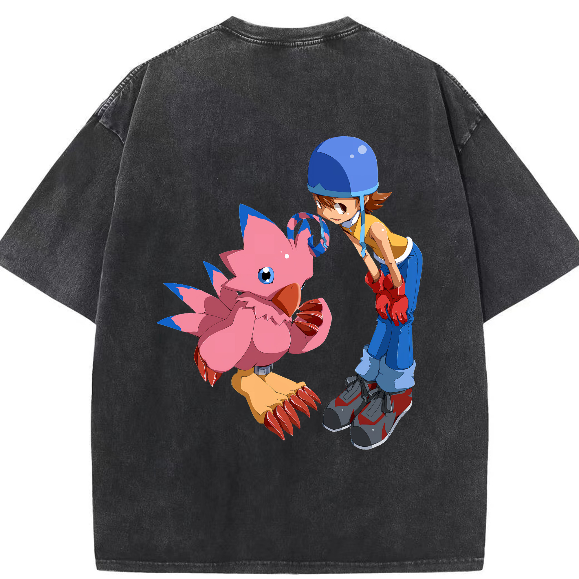 （画像用） Digimon デジタルモンスター/デジモン 綿100% ヴィンテージ風 半袖Tシャツ（背面プリント）