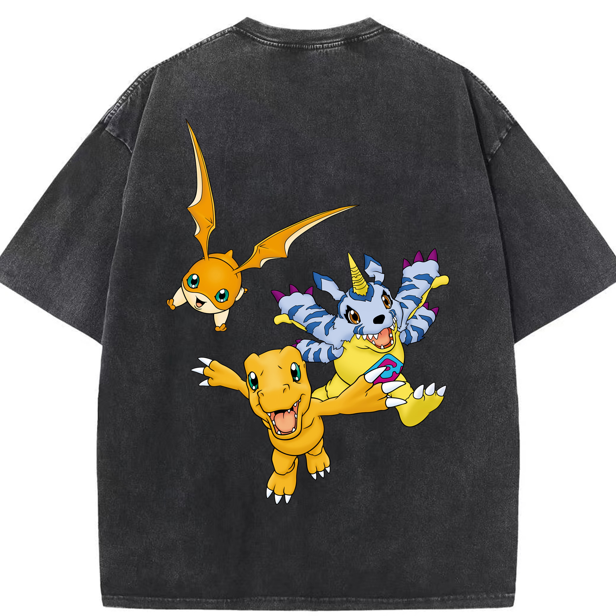 （画像用） Digimon デジタルモンスター/デジモン 綿100% ヴィンテージ風 半袖Tシャツ（背面プリント）