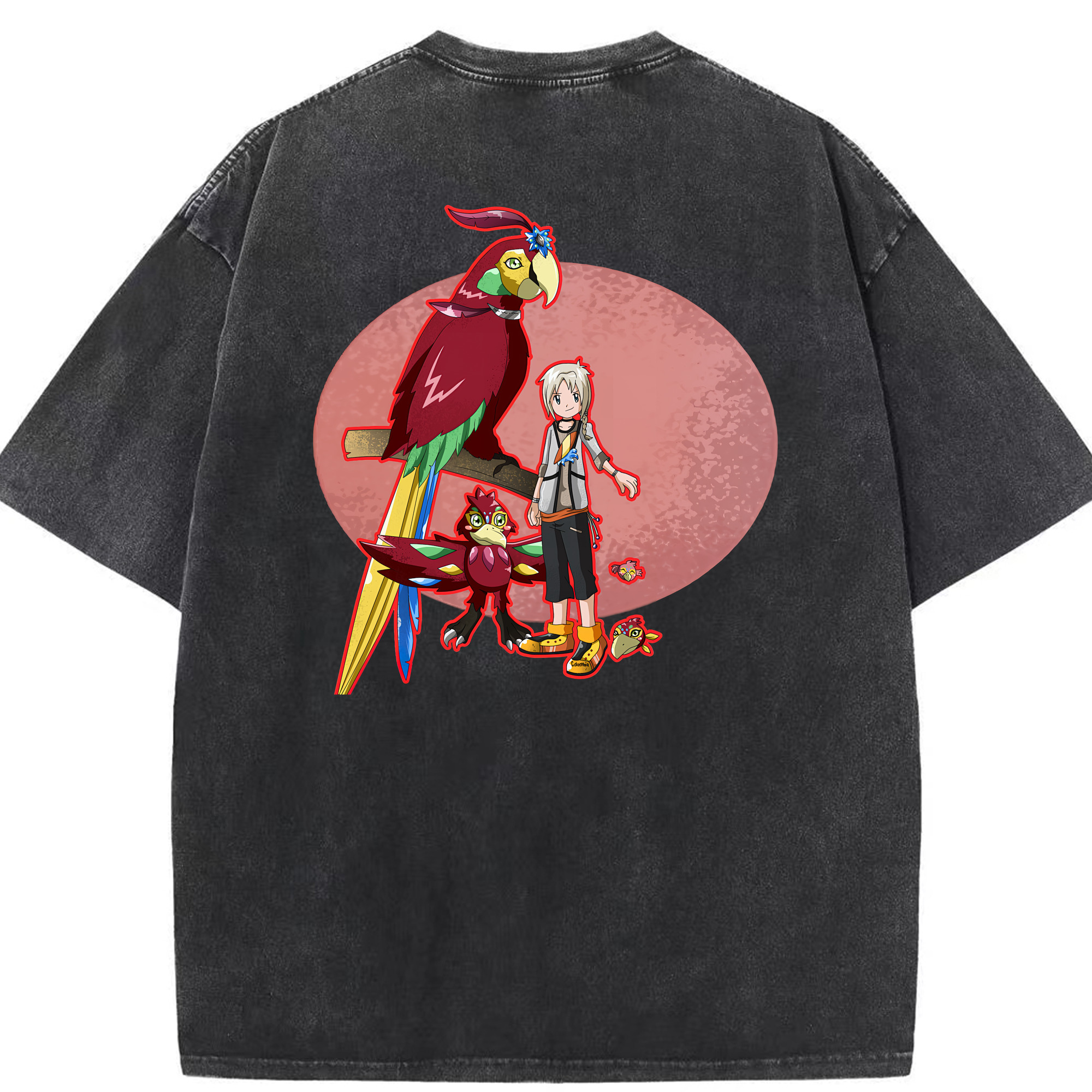 （画像用） Digimon デジタルモンスター/デジモン 綿100% ヴィンテージ風 半袖Tシャツ（背面プリント）