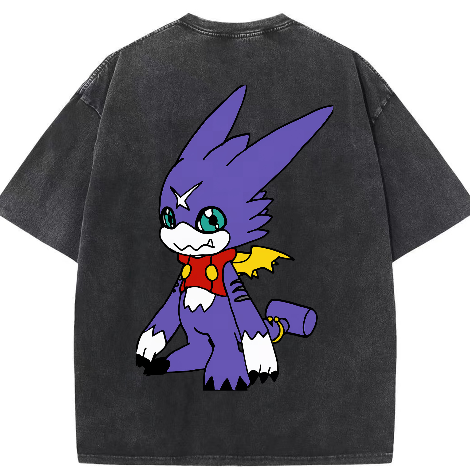 （画像用） Digimon デジタルモンスター/デジモン 綿100% ヴィンテージ風 半袖Tシャツ（背面プリント）