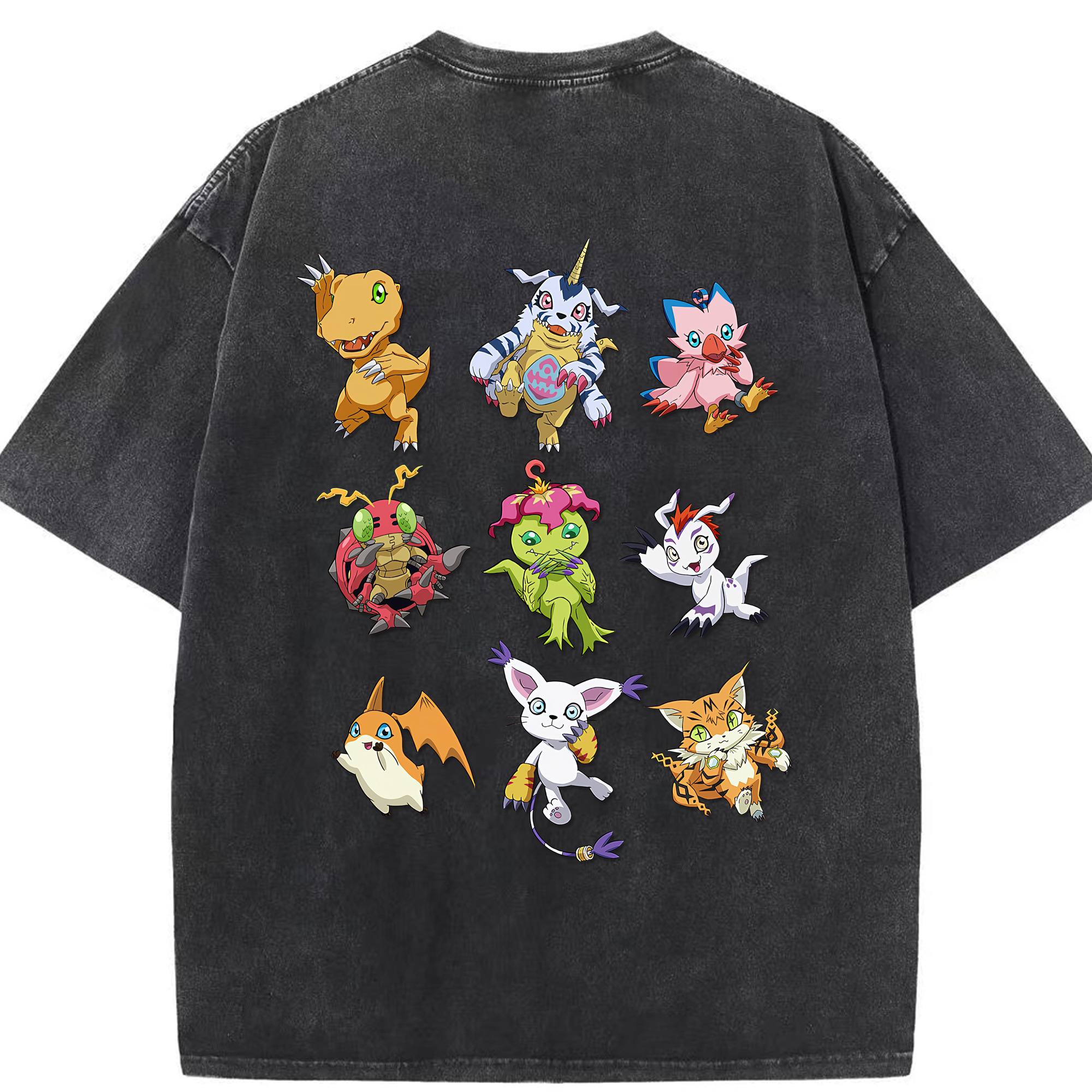 （画像用） Digimon デジタルモンスター/デジモン 綿100% ヴィンテージ風 半袖Tシャツ（背面プリント）