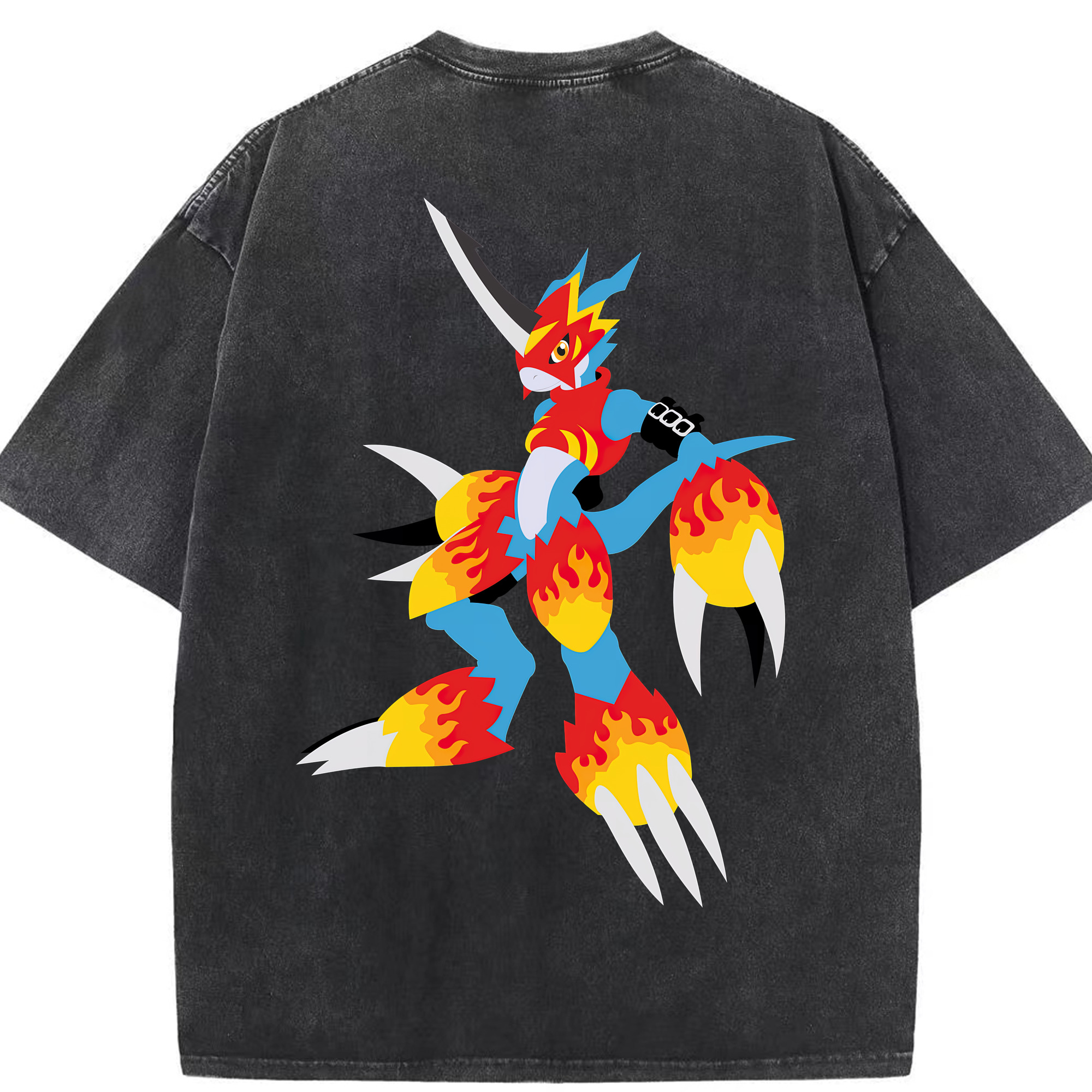 （画像用） Digimon デジタルモンスター/デジモン 綿100% ヴィンテージ風 半袖Tシャツ（背面プリント）