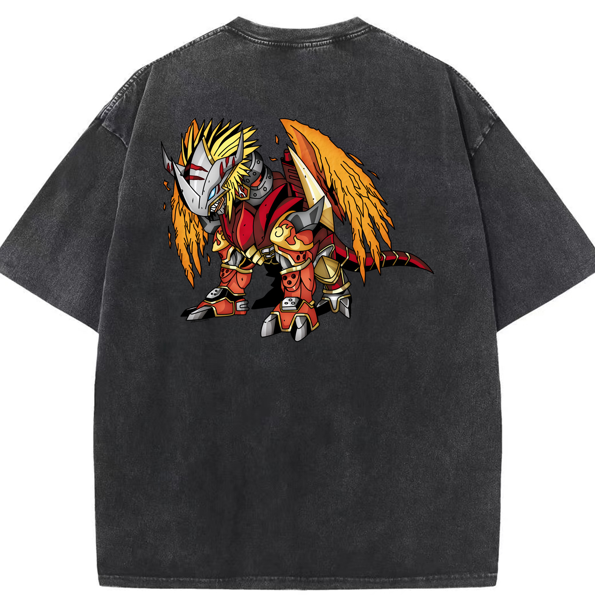 （画像用） Digimon デジタルモンスター/デジモン 綿100% ヴィンテージ風 半袖Tシャツ（背面プリント）